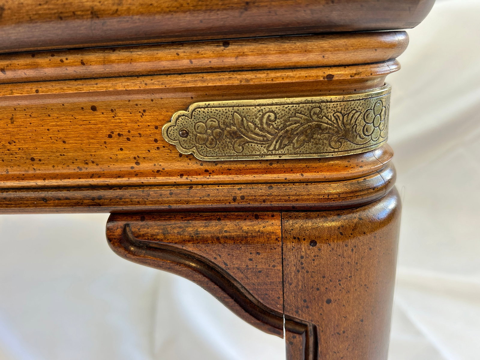 Vintage Walnut and Brass Square Campaign Glass Top Coffee Table - 6
