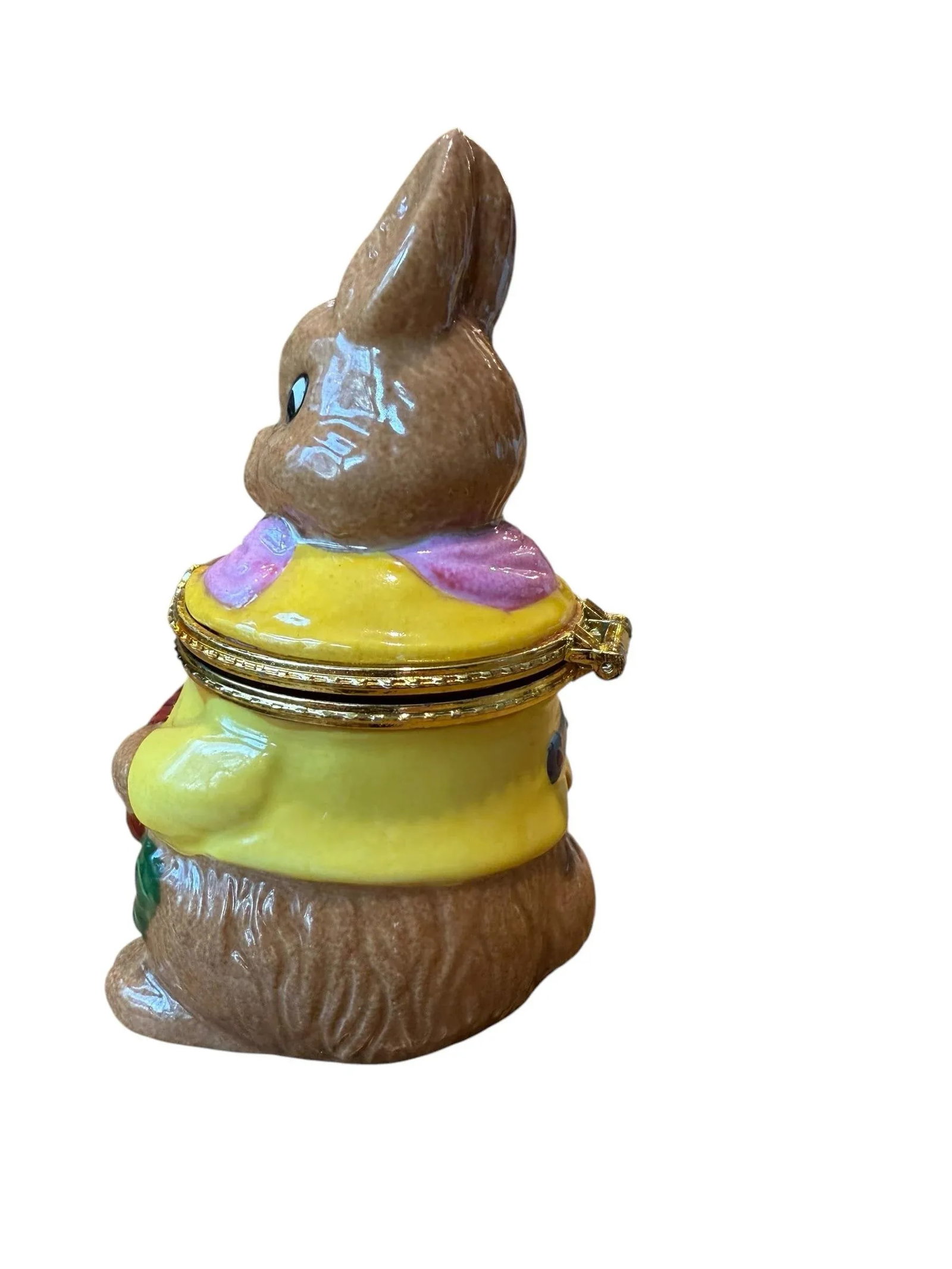 Late 20th Century Limoge Style Easter Bunny Rabbit Jewelry Trinket Box - 10