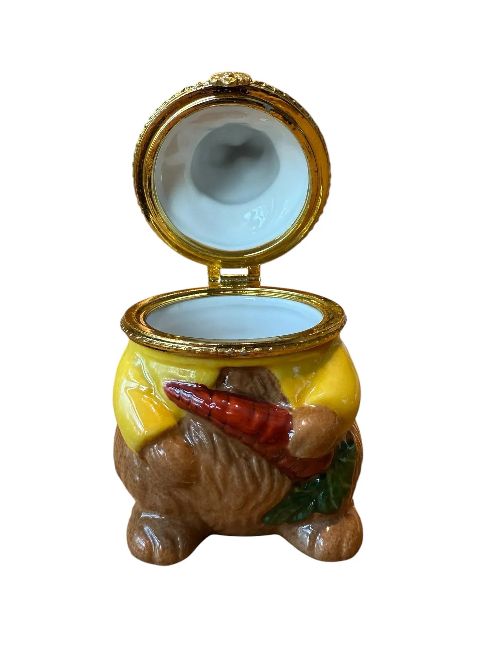 Late 20th Century Limoge Style Easter Bunny Rabbit Jewelry Trinket Box - 6