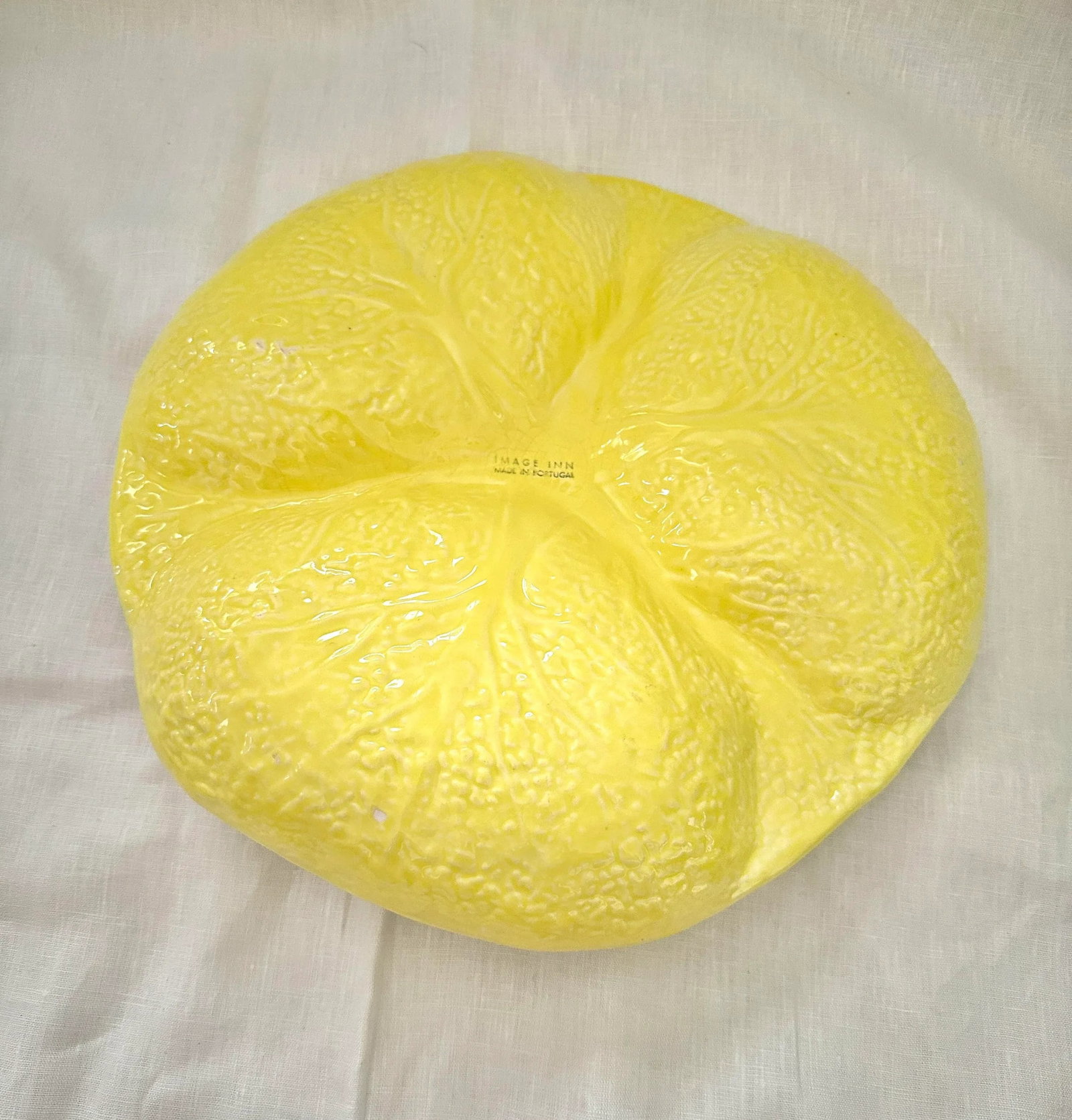 Vintage Secla Portugal Yellow Cabbage Leaf 3-Part Relish Dish - 3
