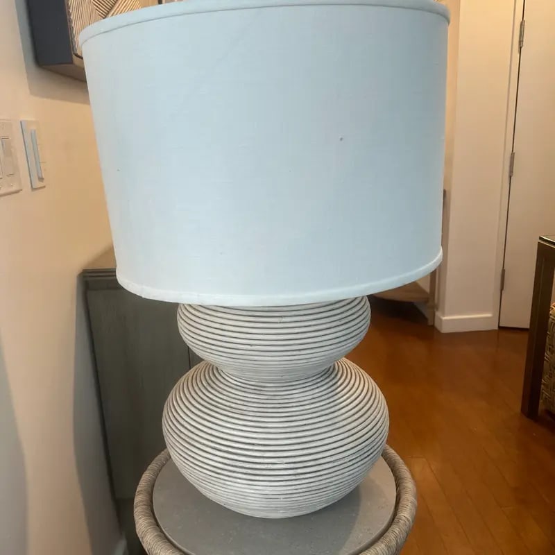 Palecek Hewitt Table Lamp Tall Whitewash Rattan - 2