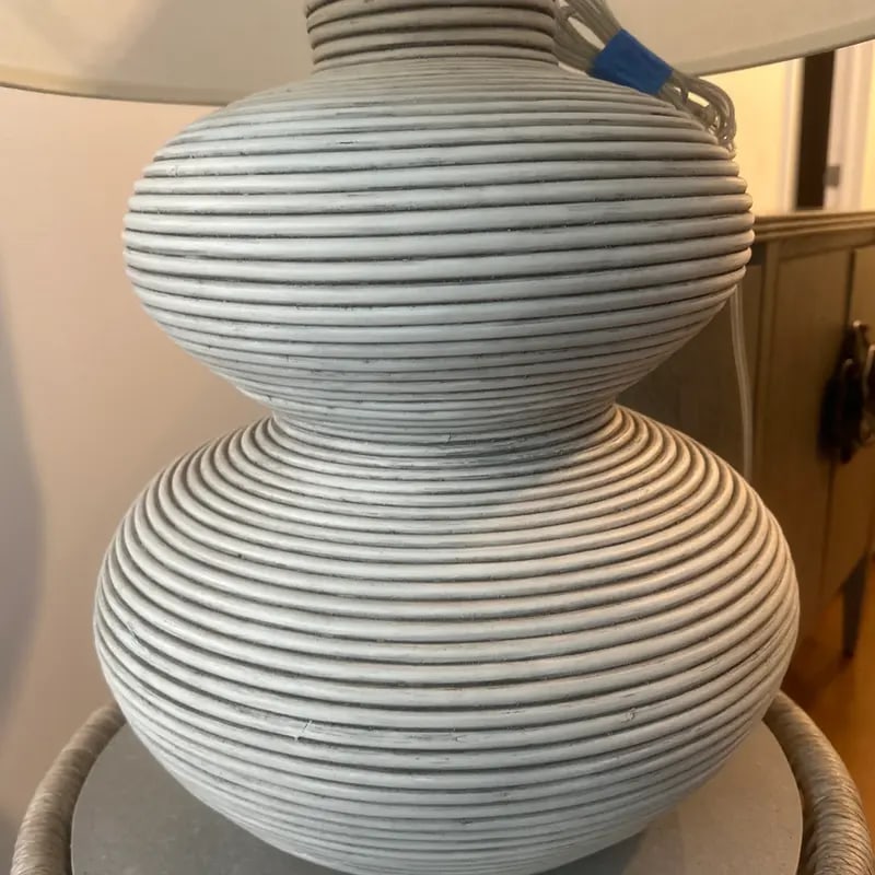 Palecek Hewitt Table Lamp Tall Whitewash Rattan - 7