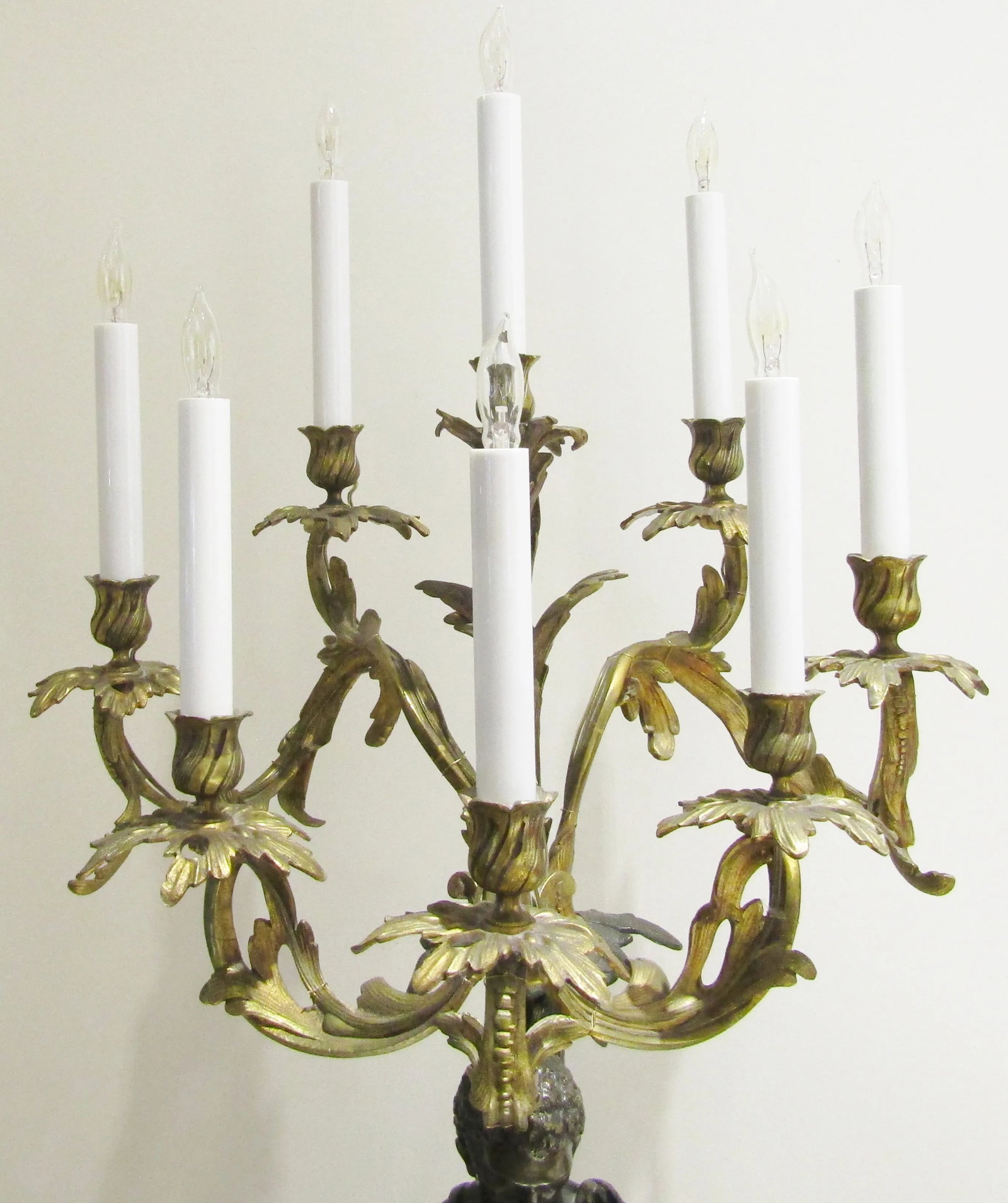 Rare Antique 19th Century French Gilt and Patinated Bronze and Marble Figural Candelabra - 4