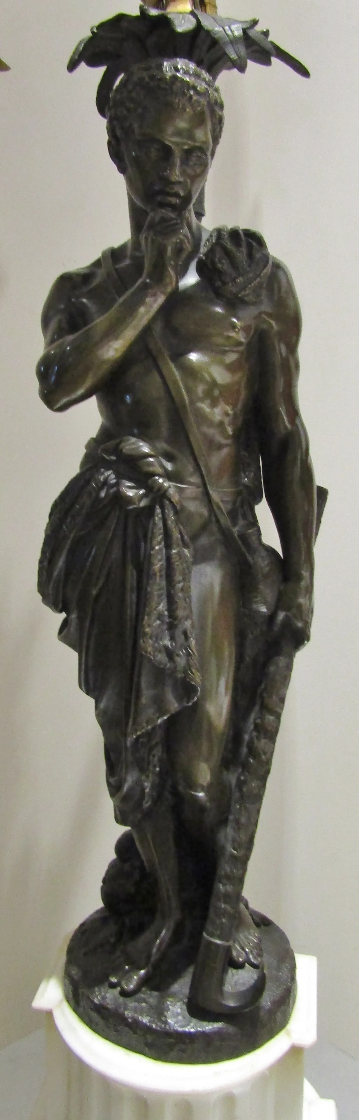 Rare Antique 19th Century French Gilt and Patinated Bronze and Marble Figural Candelabra - 5