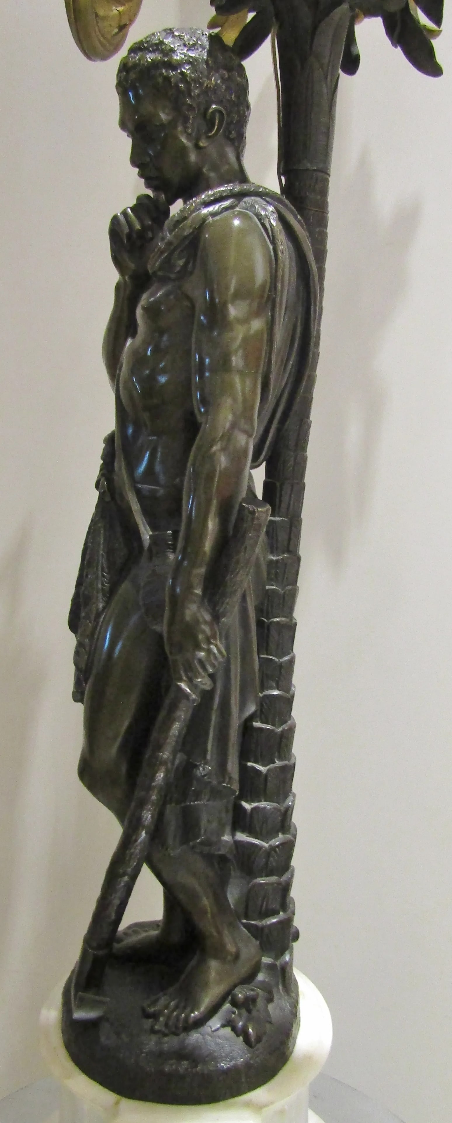 Rare Antique 19th Century French Gilt and Patinated Bronze and Marble Figural Candelabra - 7