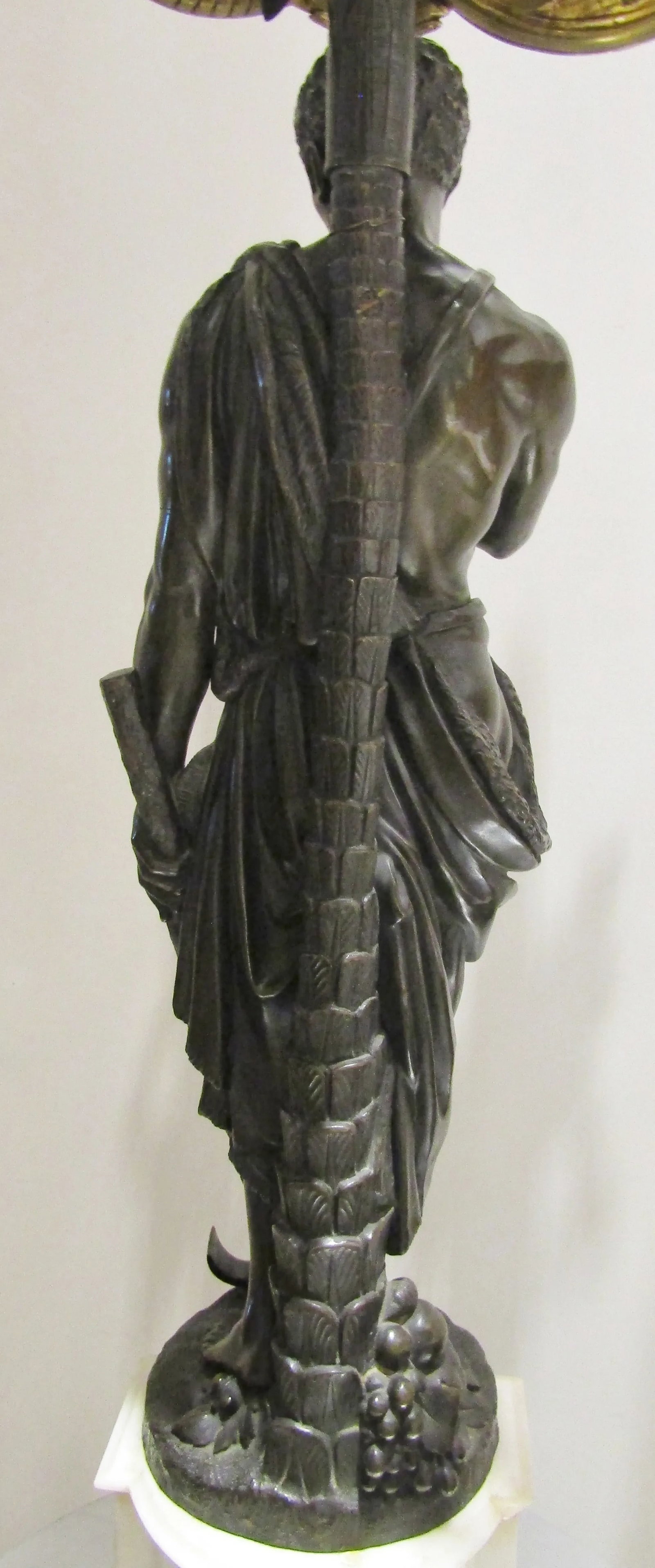 Rare Antique 19th Century French Gilt and Patinated Bronze and Marble Figural Candelabra - 8