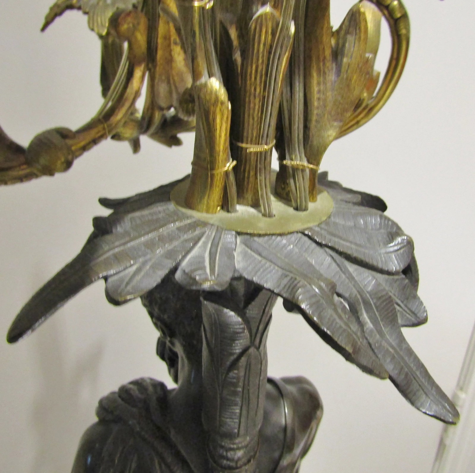 Rare Antique 19th Century French Gilt and Patinated Bronze and Marble Figural Candelabra - 9