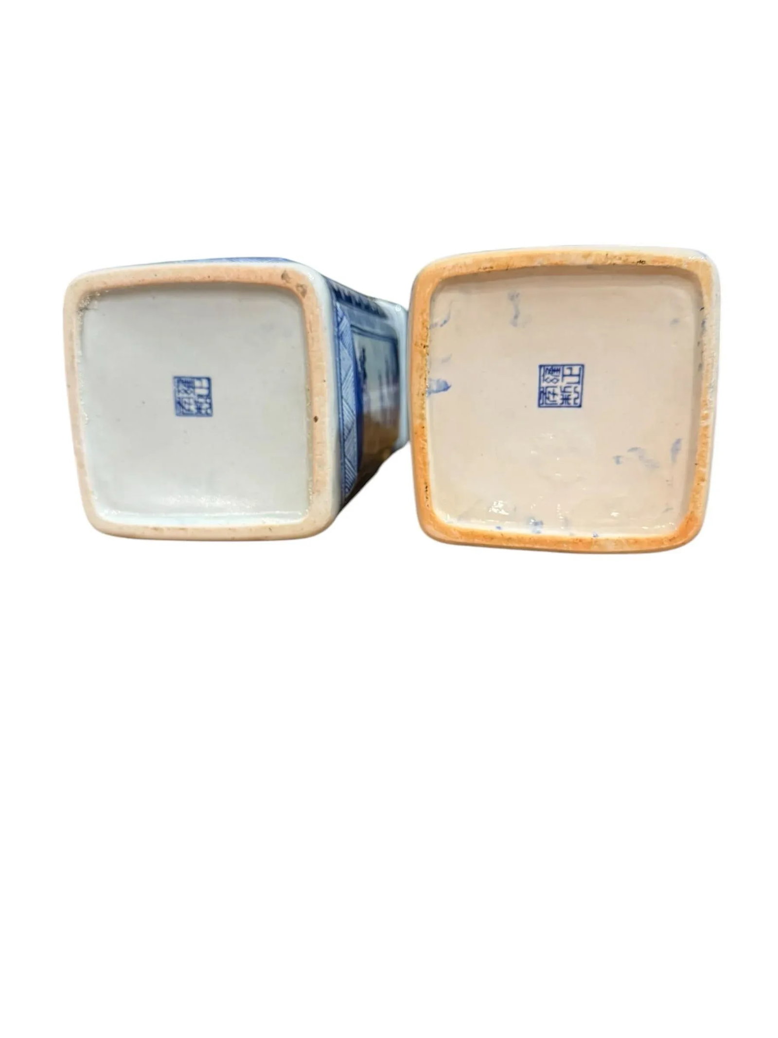 Vintage Chinese Qianlong Style Blue and White Porcelain Vases- a Pair - 3