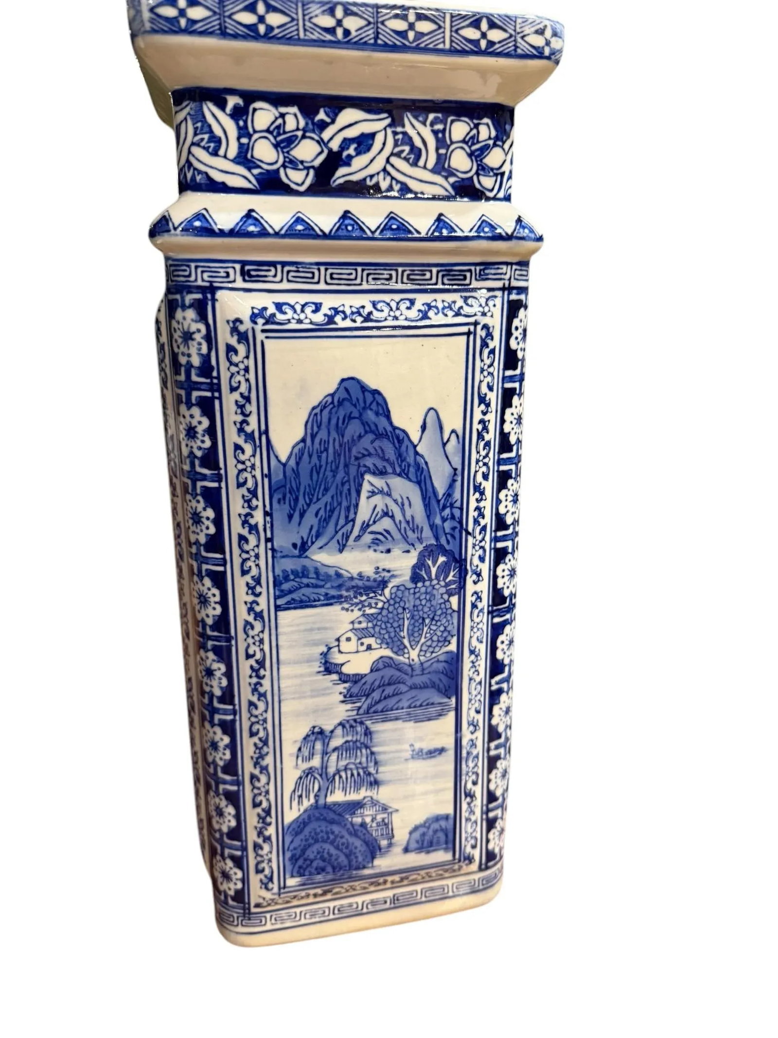 Vintage Chinese Qianlong Style Blue and White Porcelain Vases- a Pair - 5