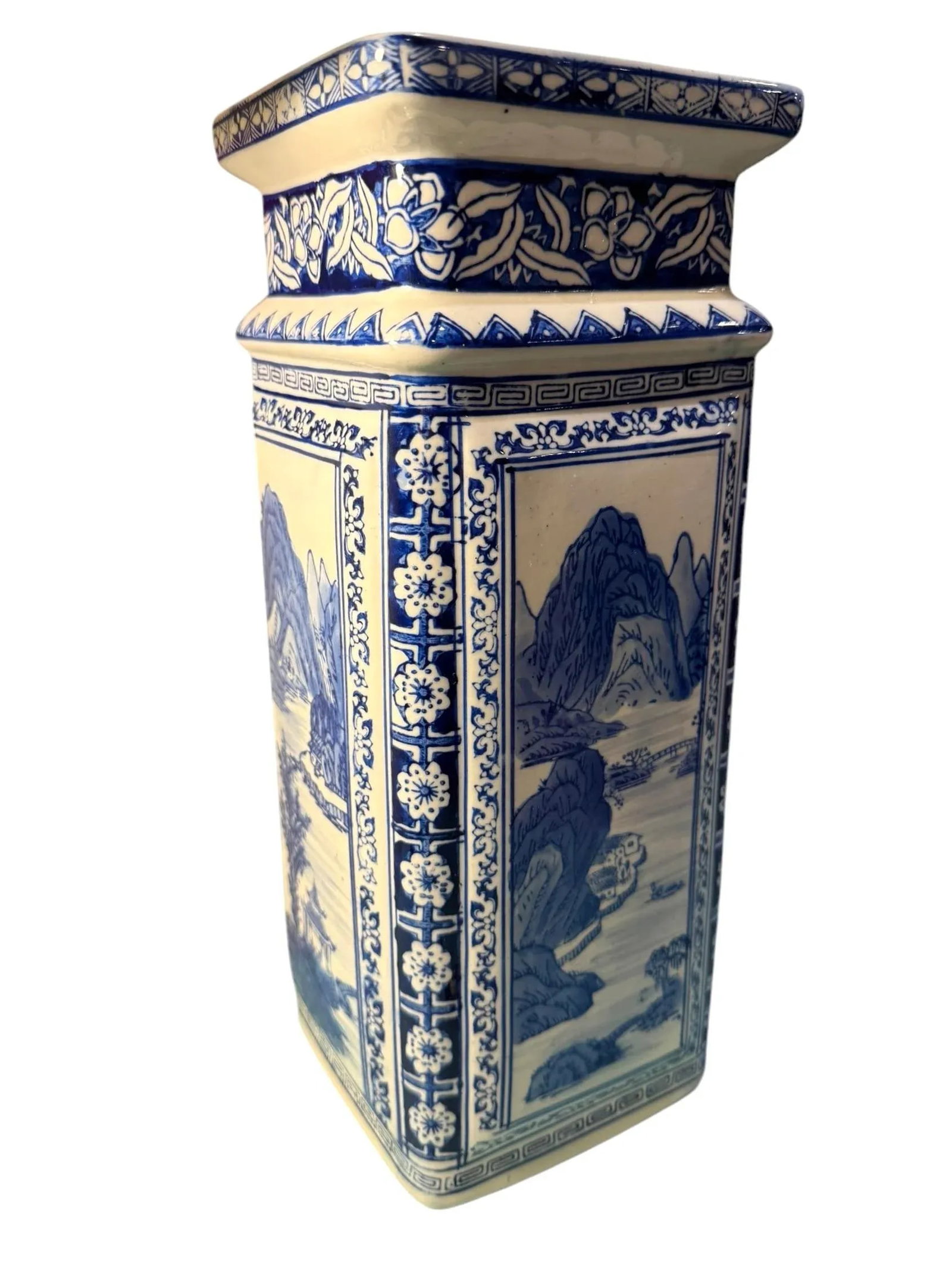 Vintage Chinese Qianlong Style Blue and White Porcelain Vases- a Pair - 8