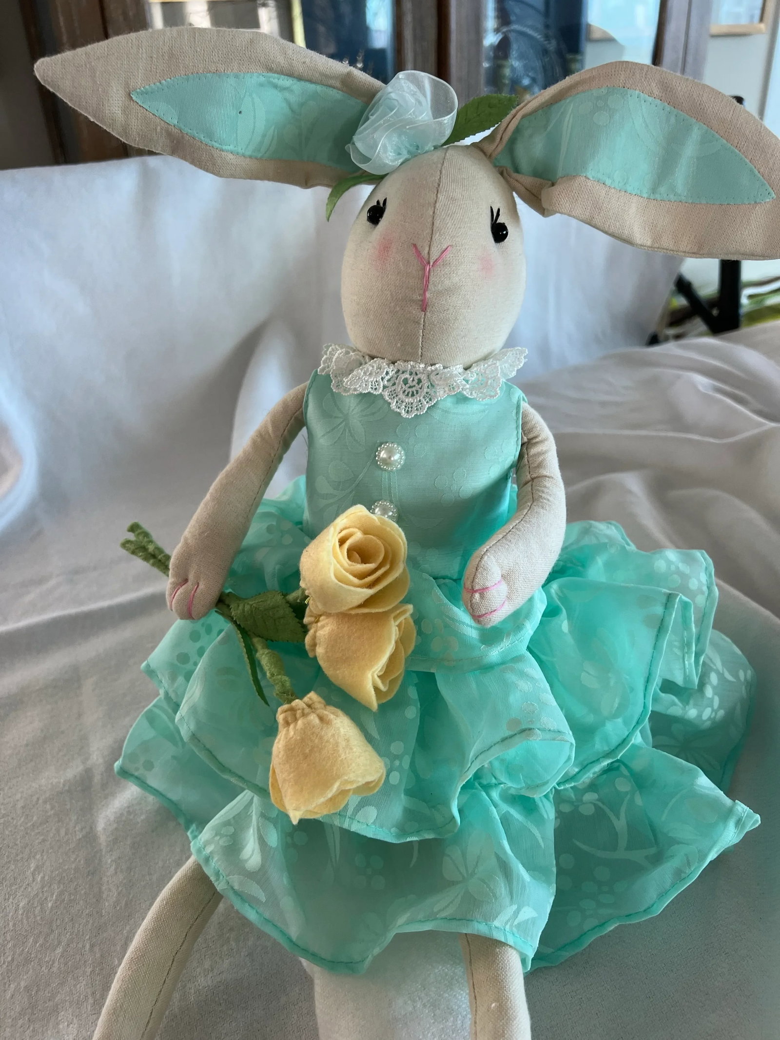 Ballerina Bunny Rabbit Teal Dress Yellow Flowers. 28" - 11