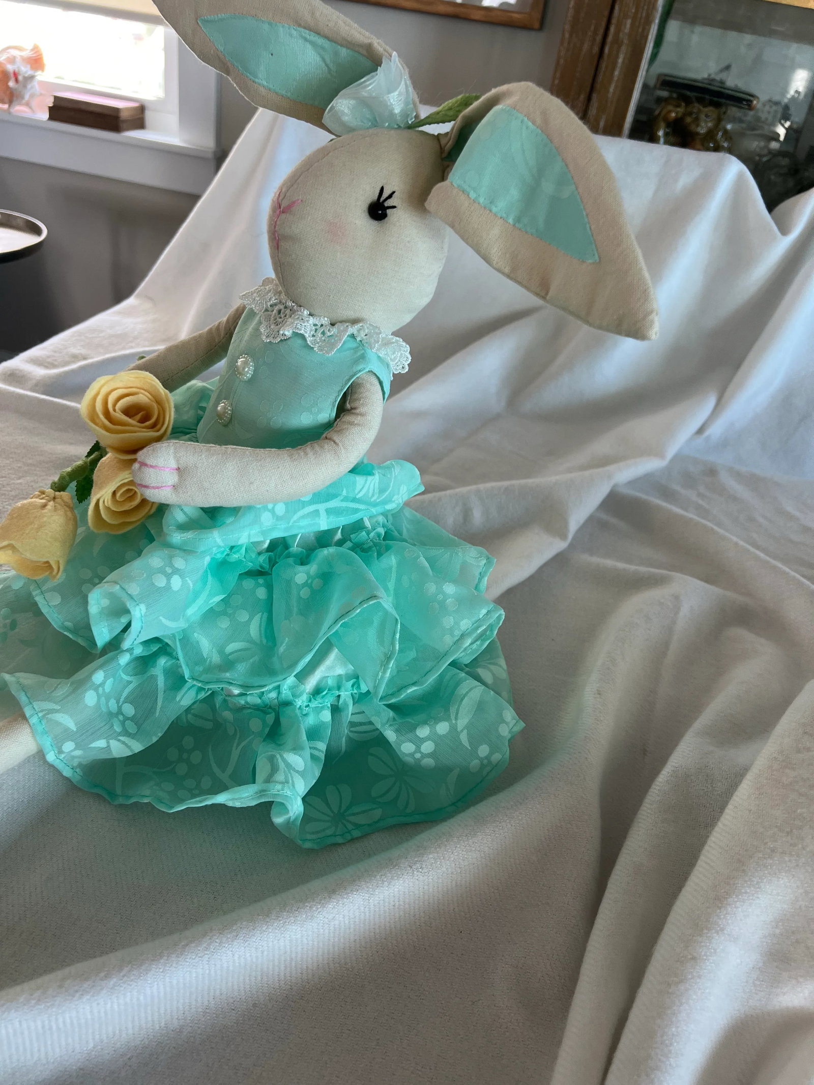 Ballerina Bunny Rabbit Teal Dress Yellow Flowers. 28" - 4