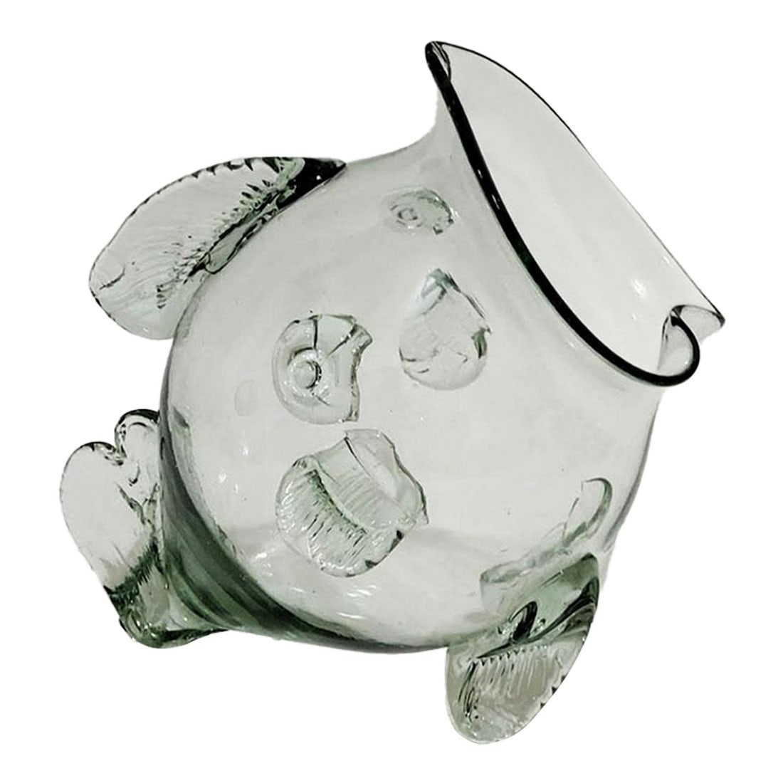 Mid-Century Blenko Style Hand Blown Fish Vase: Mid-Century Blenko Style Hand Blown Fish Vase Display as is, add seashells, bathroom soaps, so many possibilities! Condition: Alterations: Original Condition Unaltered Imperfections: Some