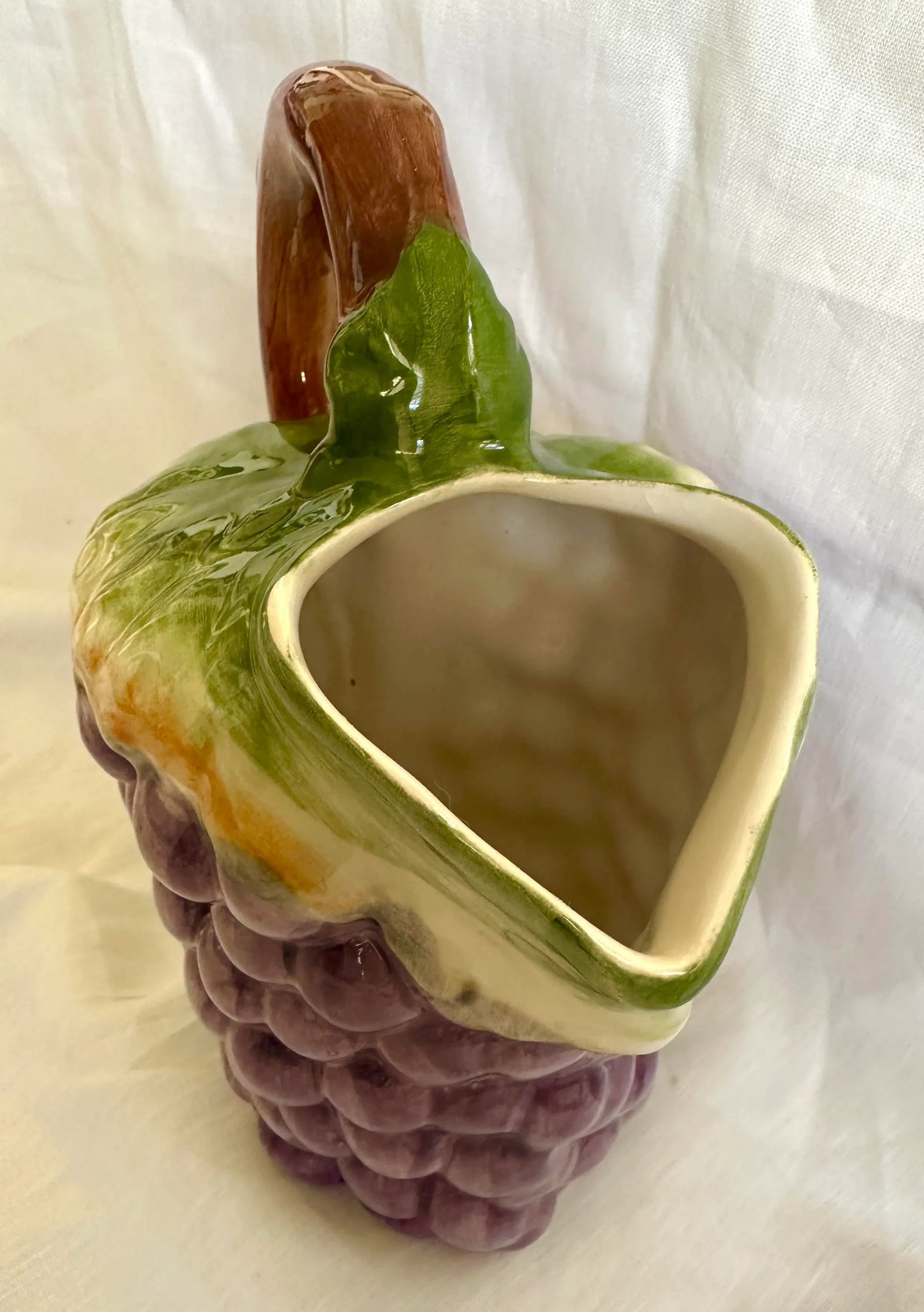 Vintage Portugese Grape Motif Majolica Pitcher - 2