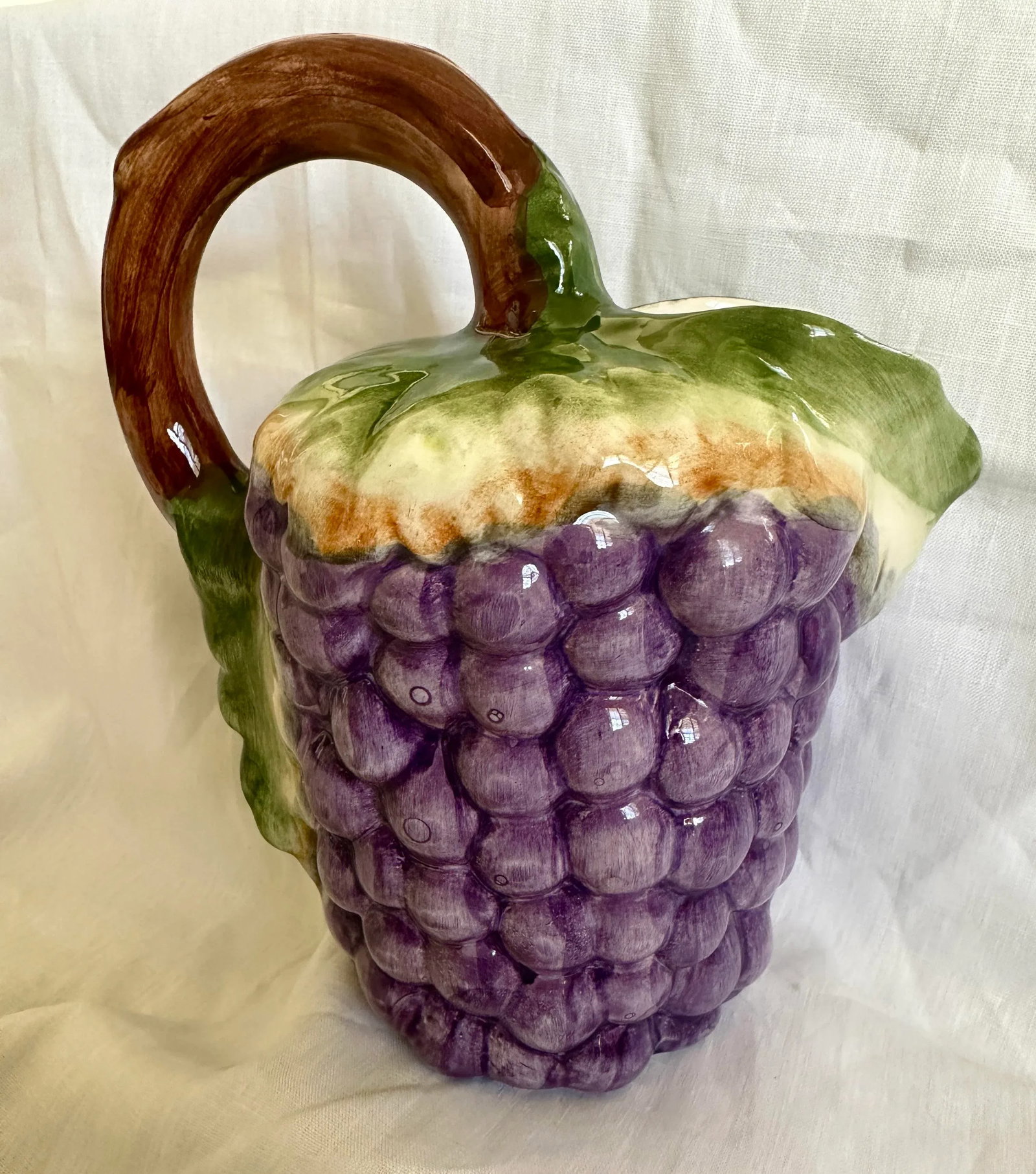 Vintage Portugese Grape Motif Majolica Pitcher - 5