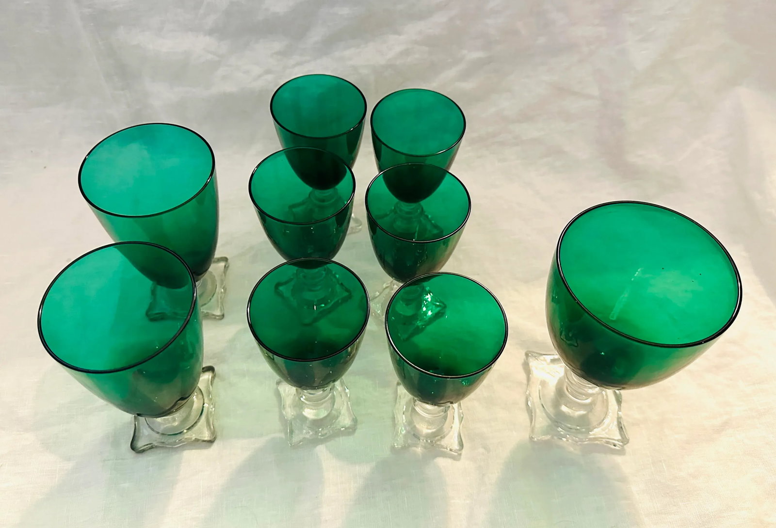 Seneca Handblown Crystal "903 Green" Glassware Set of 9 - 2