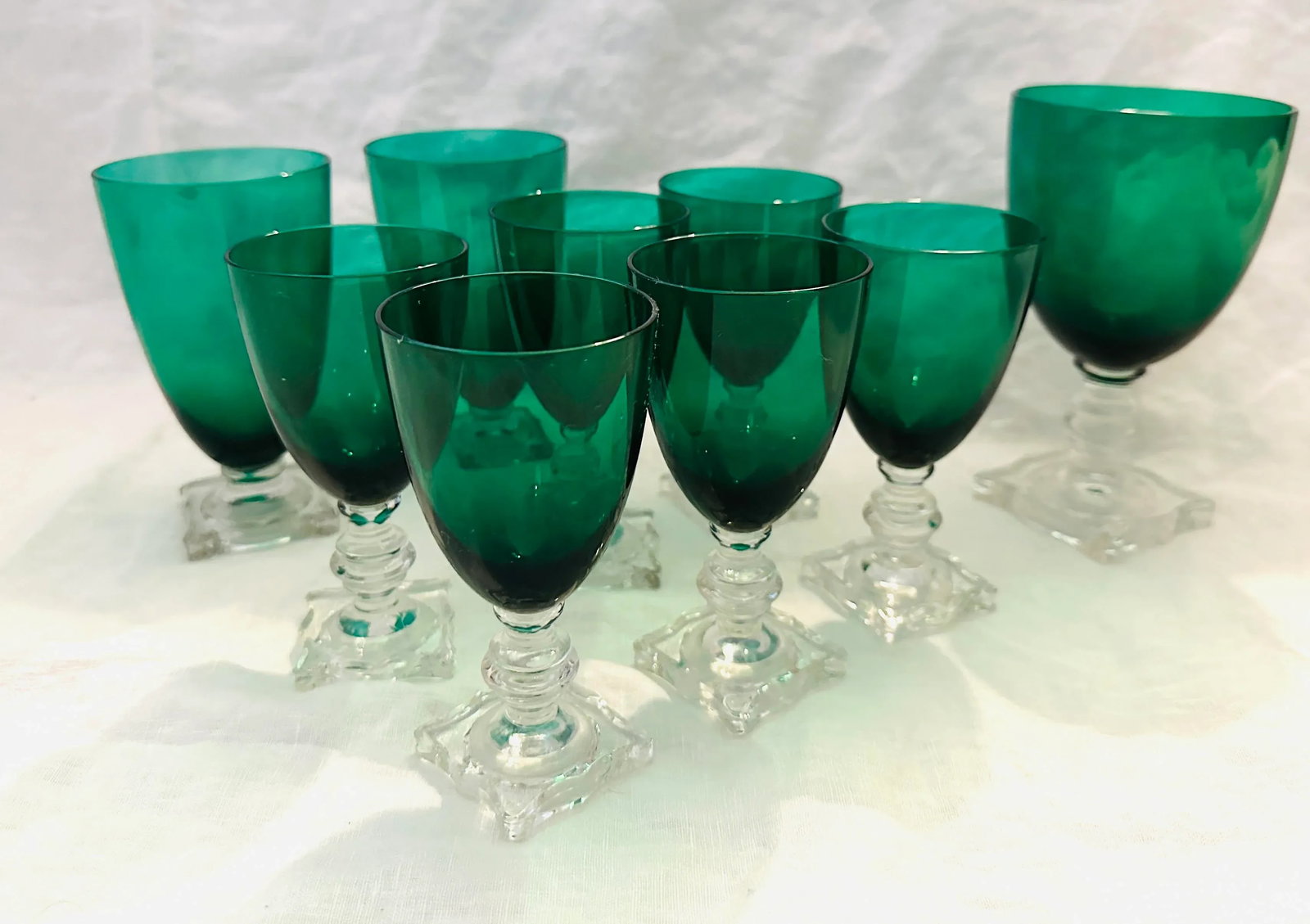 Seneca Handblown Crystal "903 Green" Glassware Set of 9 - 4