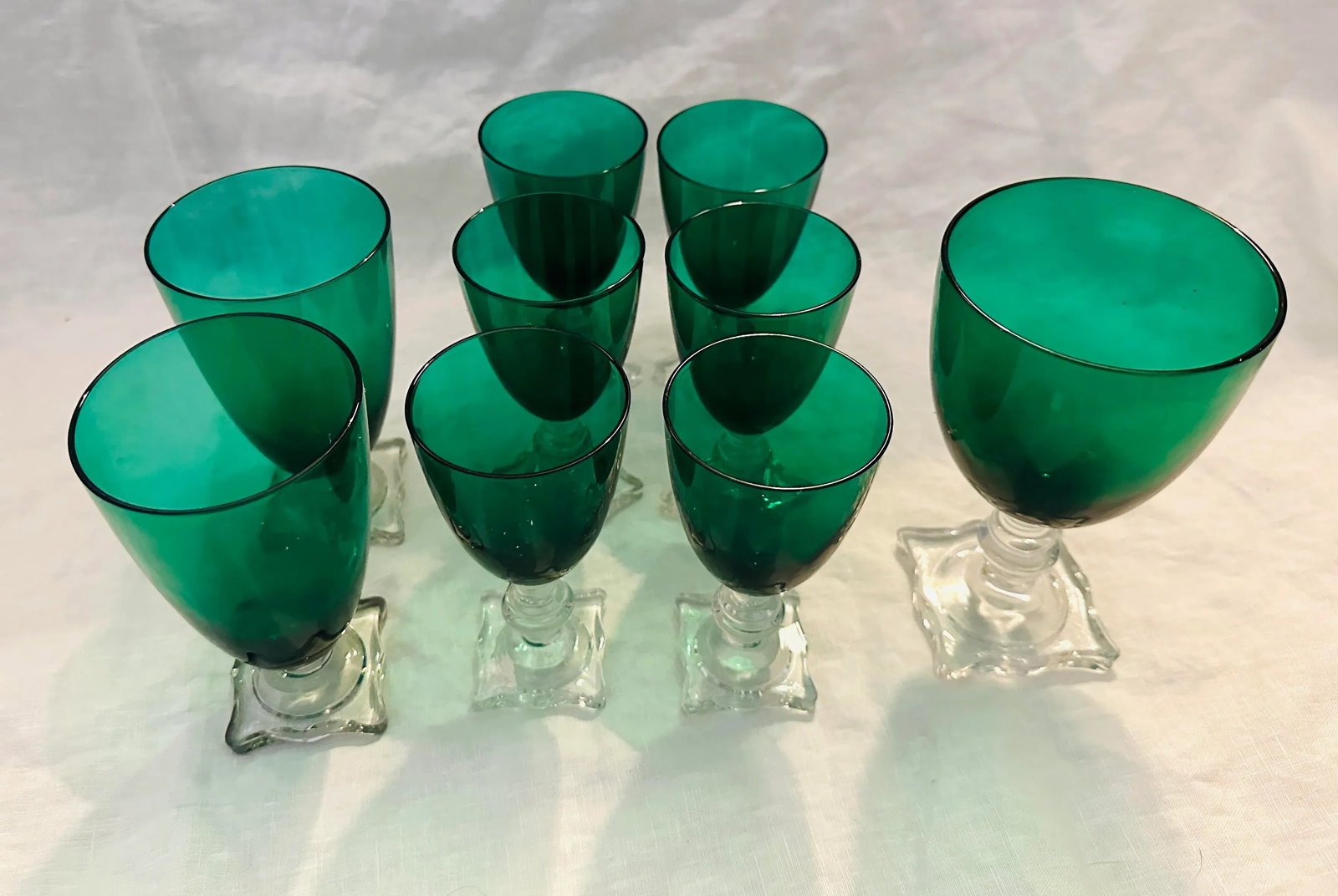 Seneca Handblown Crystal "903 Green" Glassware Set of 9 - 5