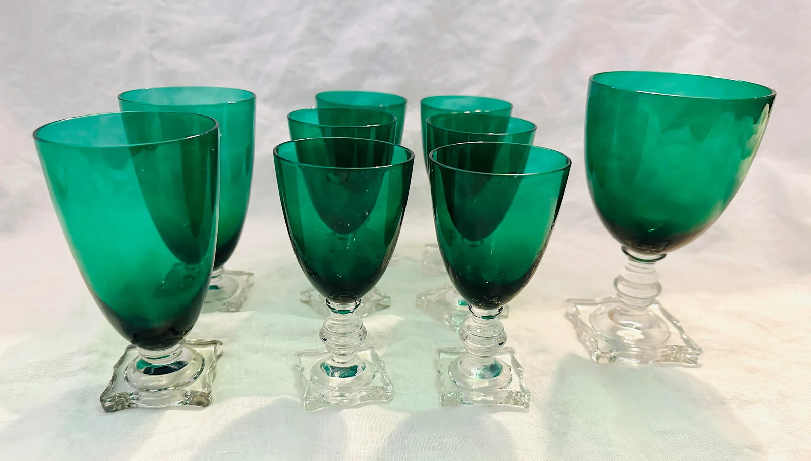 Seneca Handblown Crystal "903 Green" Glassware Set of 9 - 6