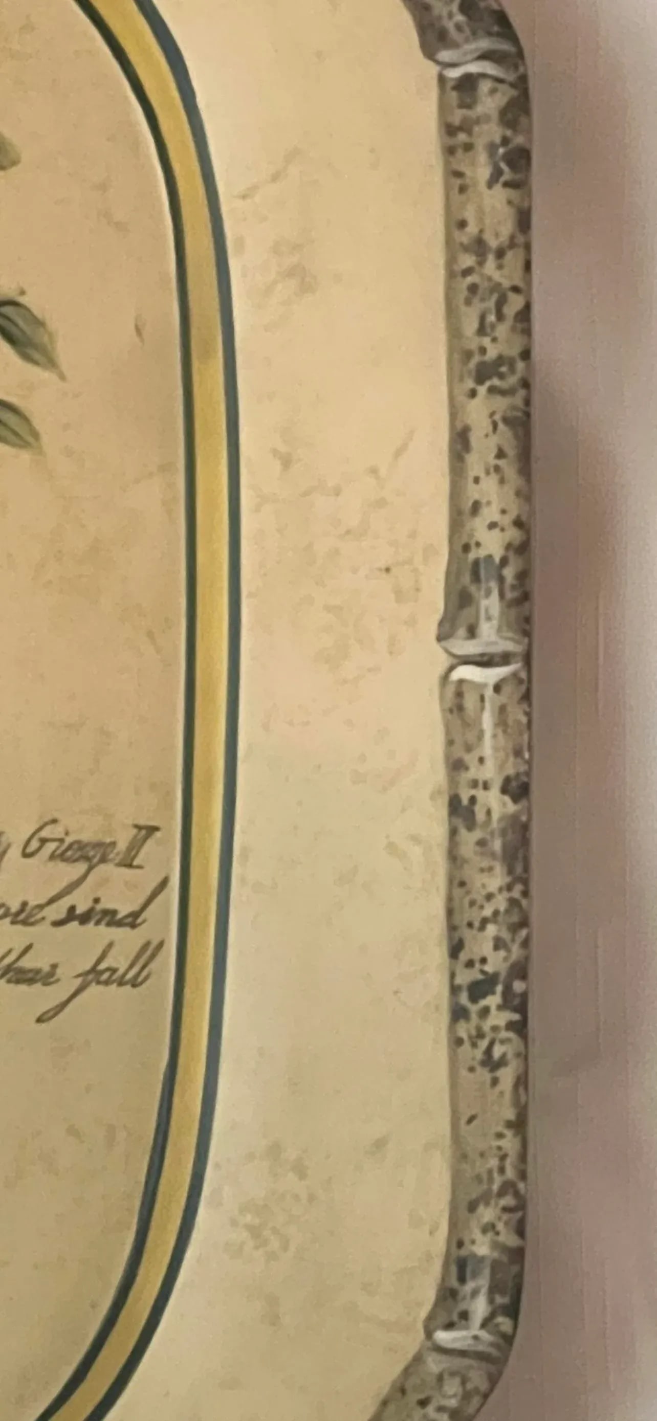 Vintage British Colonial Style Faux Bamboo and Palm Tree Decorative Trays / Plates- Set of 2 - 2