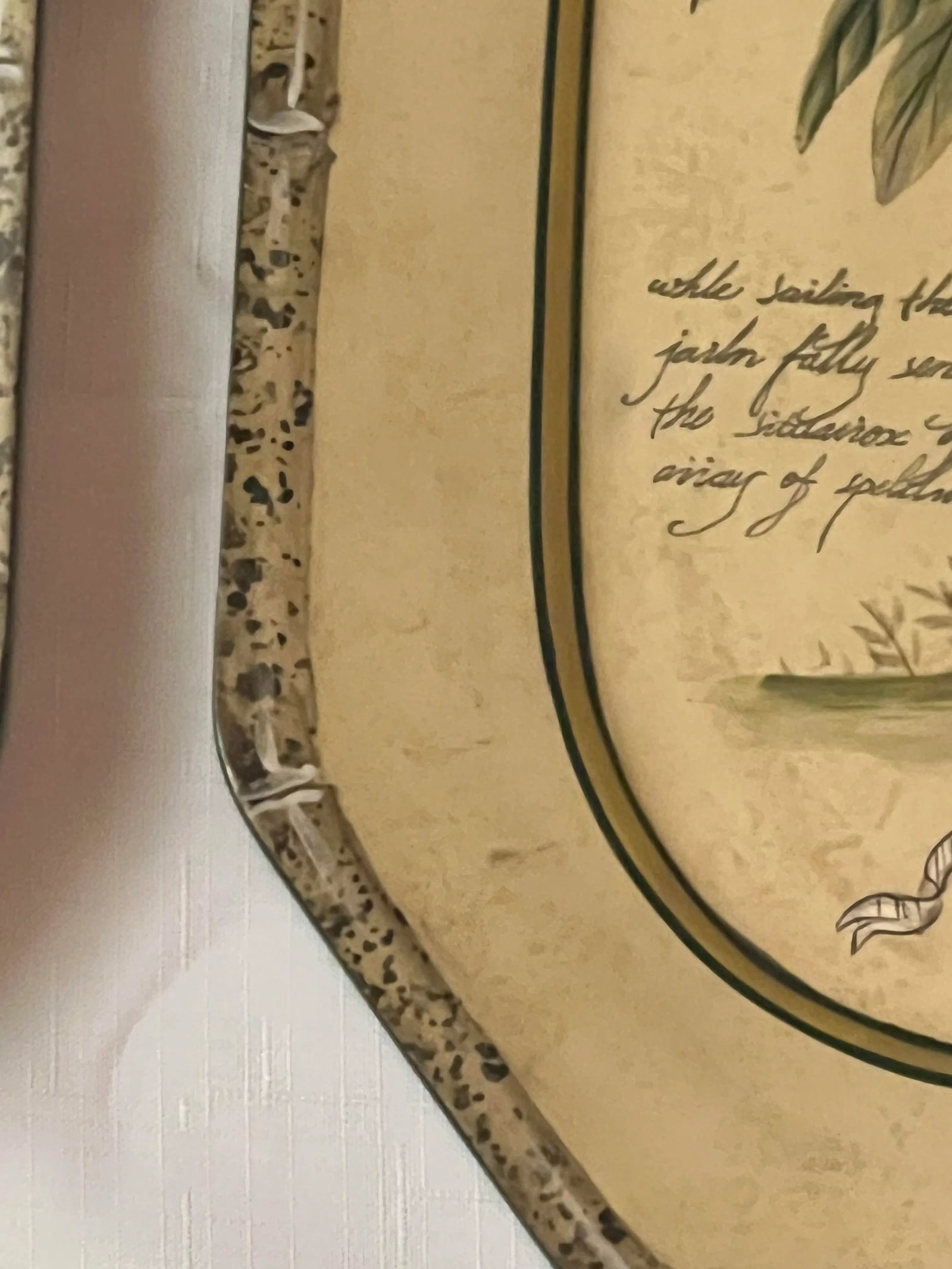 Vintage British Colonial Style Faux Bamboo and Palm Tree Decorative Trays / Plates- Set of 2 - 7