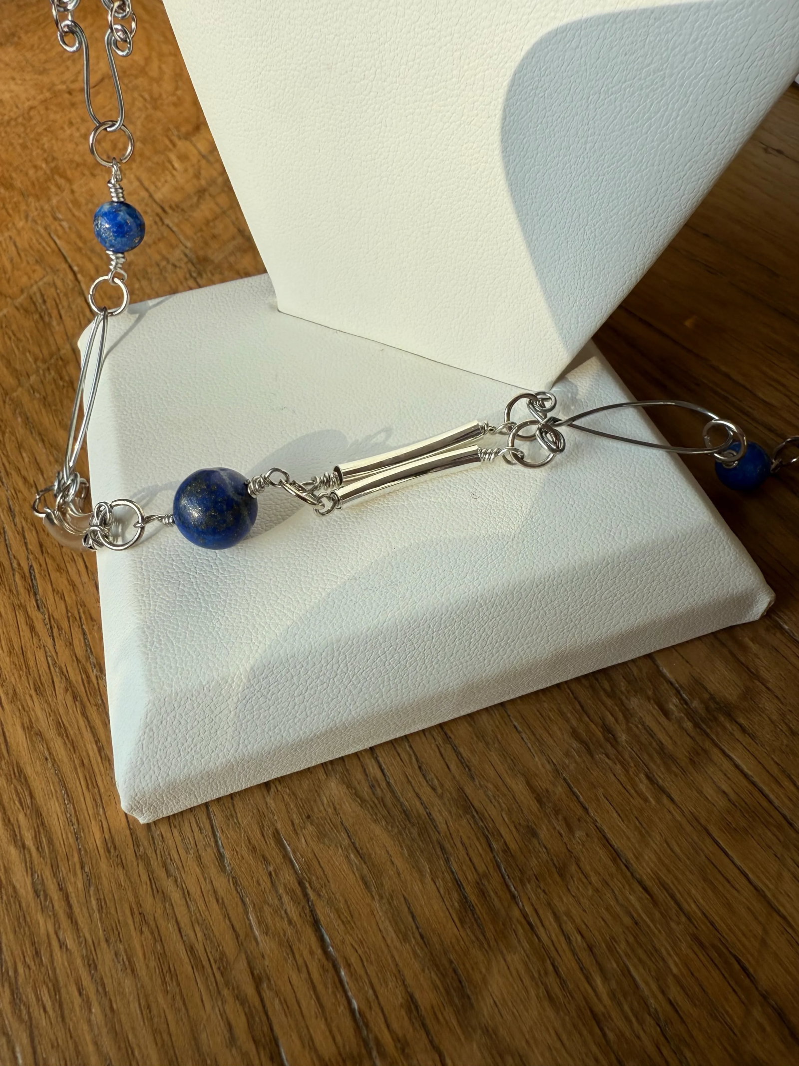 1990s Sterling Silver Lapis Lazuli Necklace Earrings Set - 3 Pieces - 6