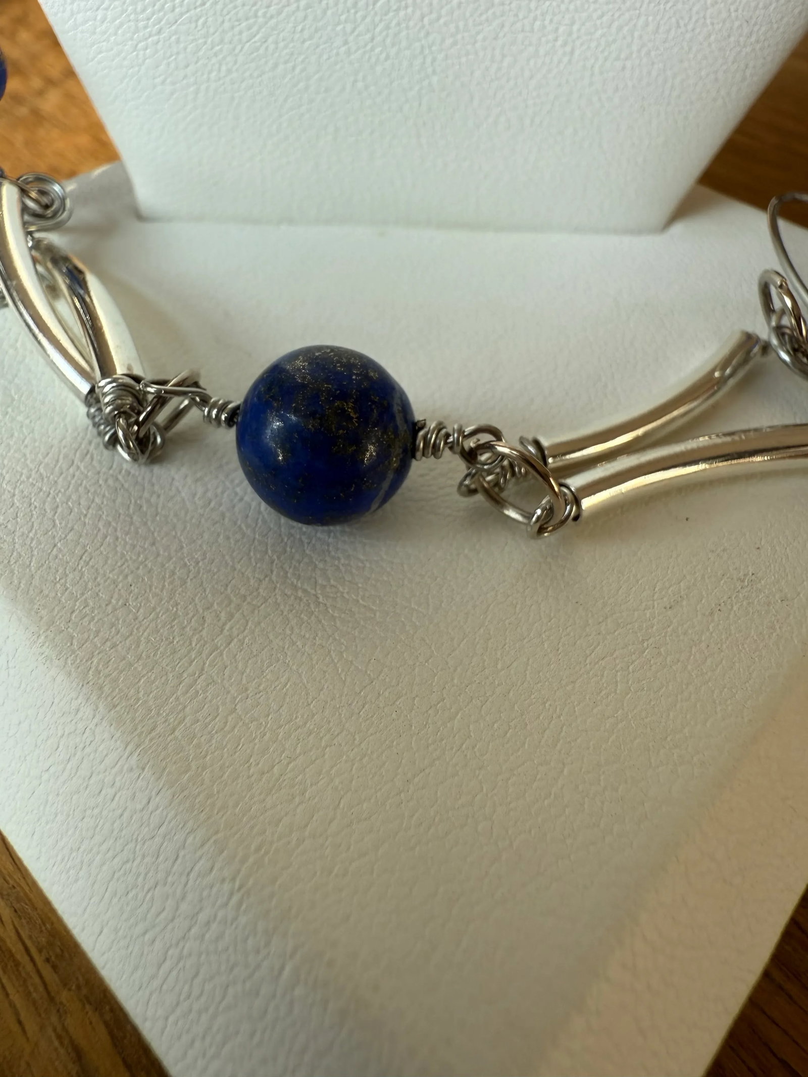 1990s Sterling Silver Lapis Lazuli Necklace Earrings Set - 3 Pieces - 7