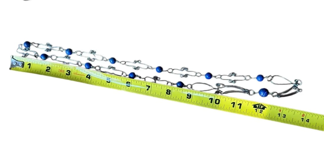 1990s Sterling Silver Lapis Lazuli Necklace Earrings Set - 3 Pieces - 8