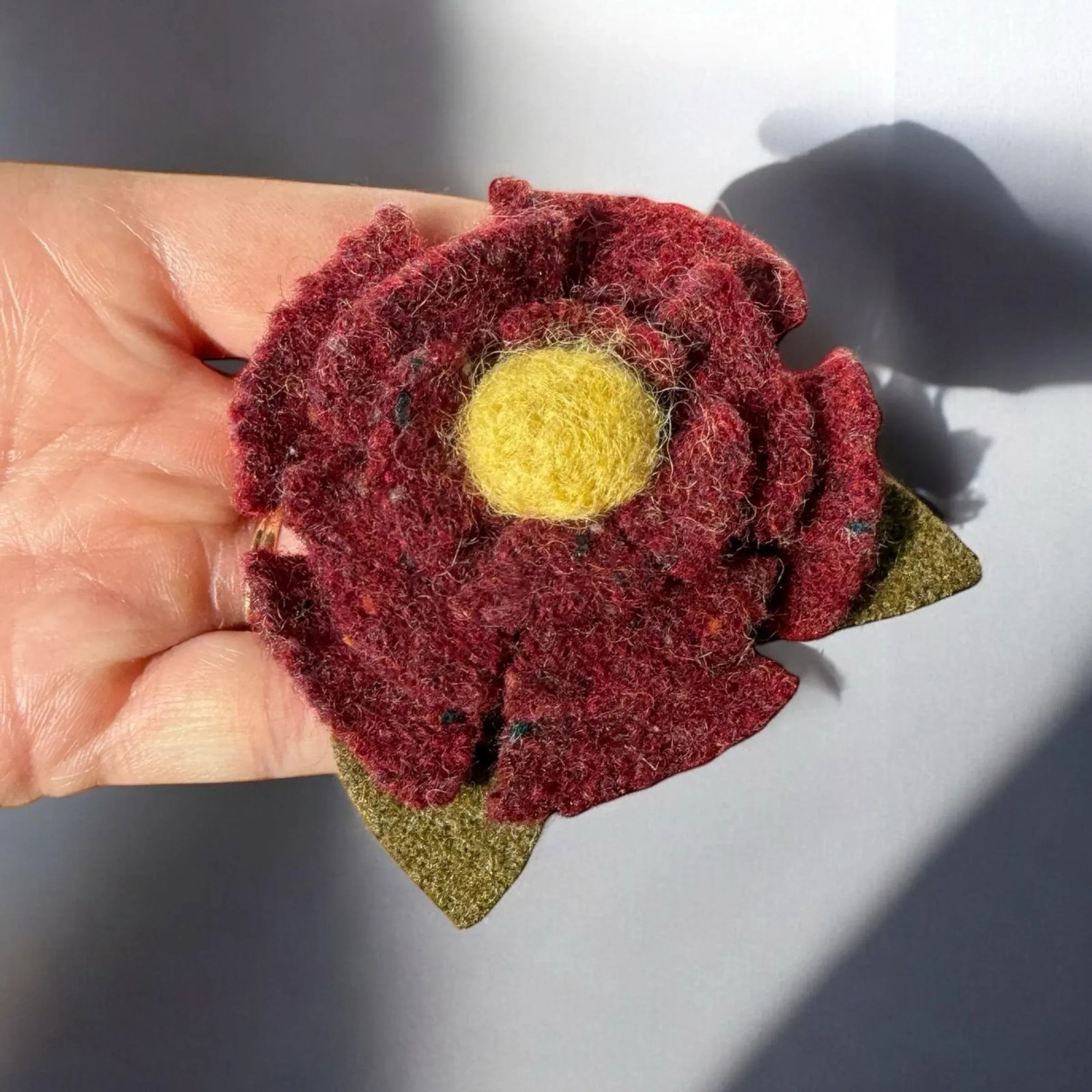 1990s Wool Felt Floral Folk Art Brooch - 2