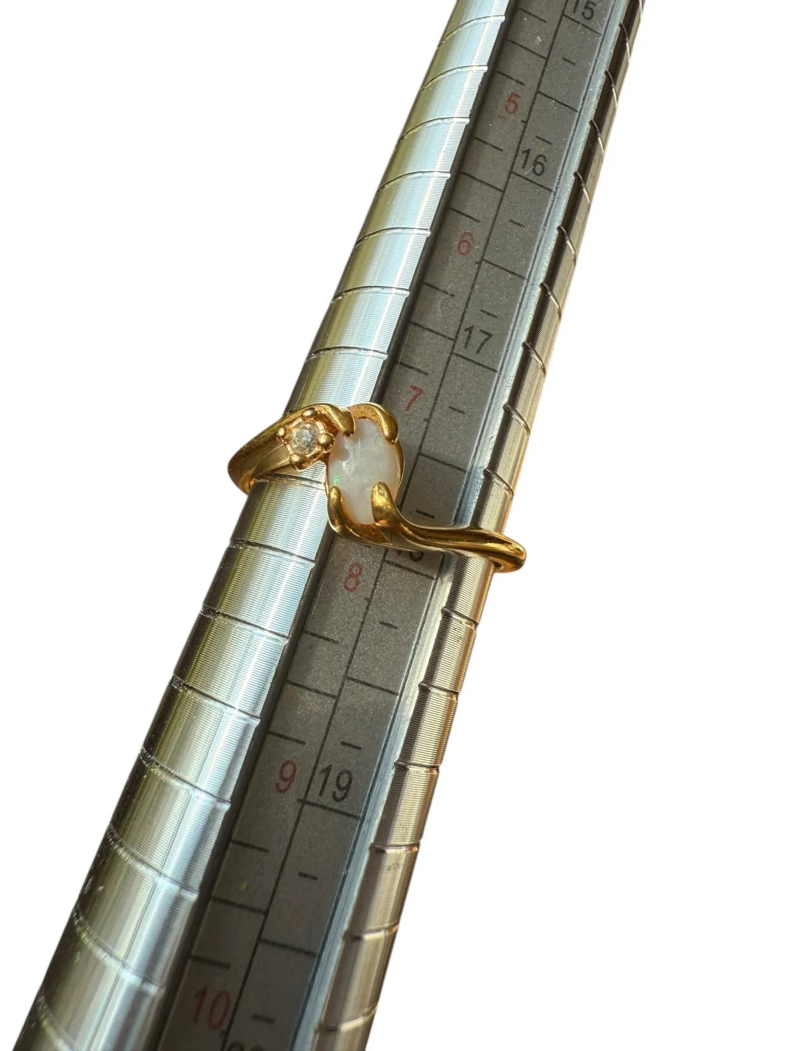 1990s 18k Gold Plated Opal Ring With Accent, Size 7.5 - 2