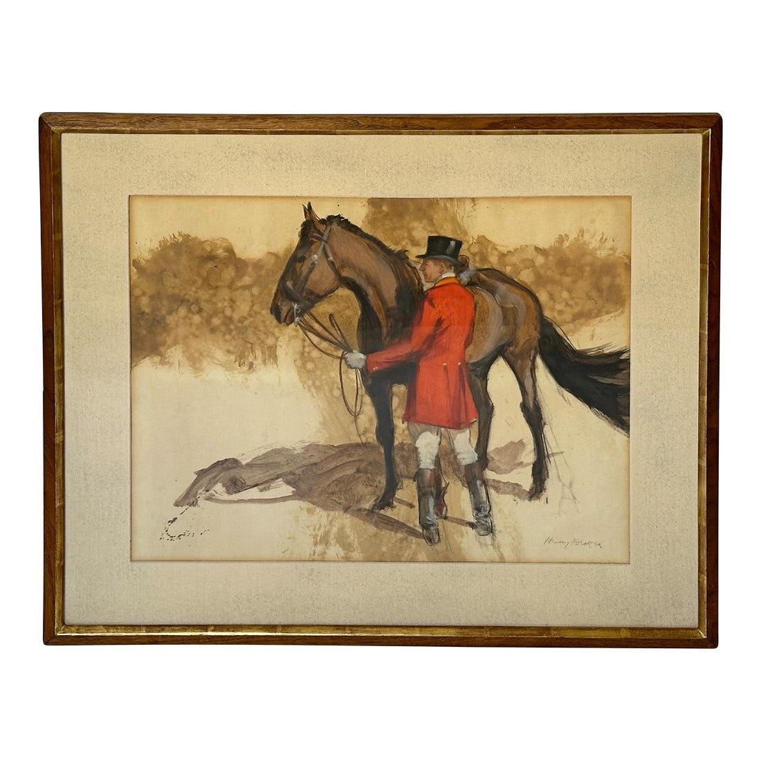 1990s "Study of a Hunter" Vintage Equestrian Watercolor Horse Painting by Henry Koehler (1 of 9)
