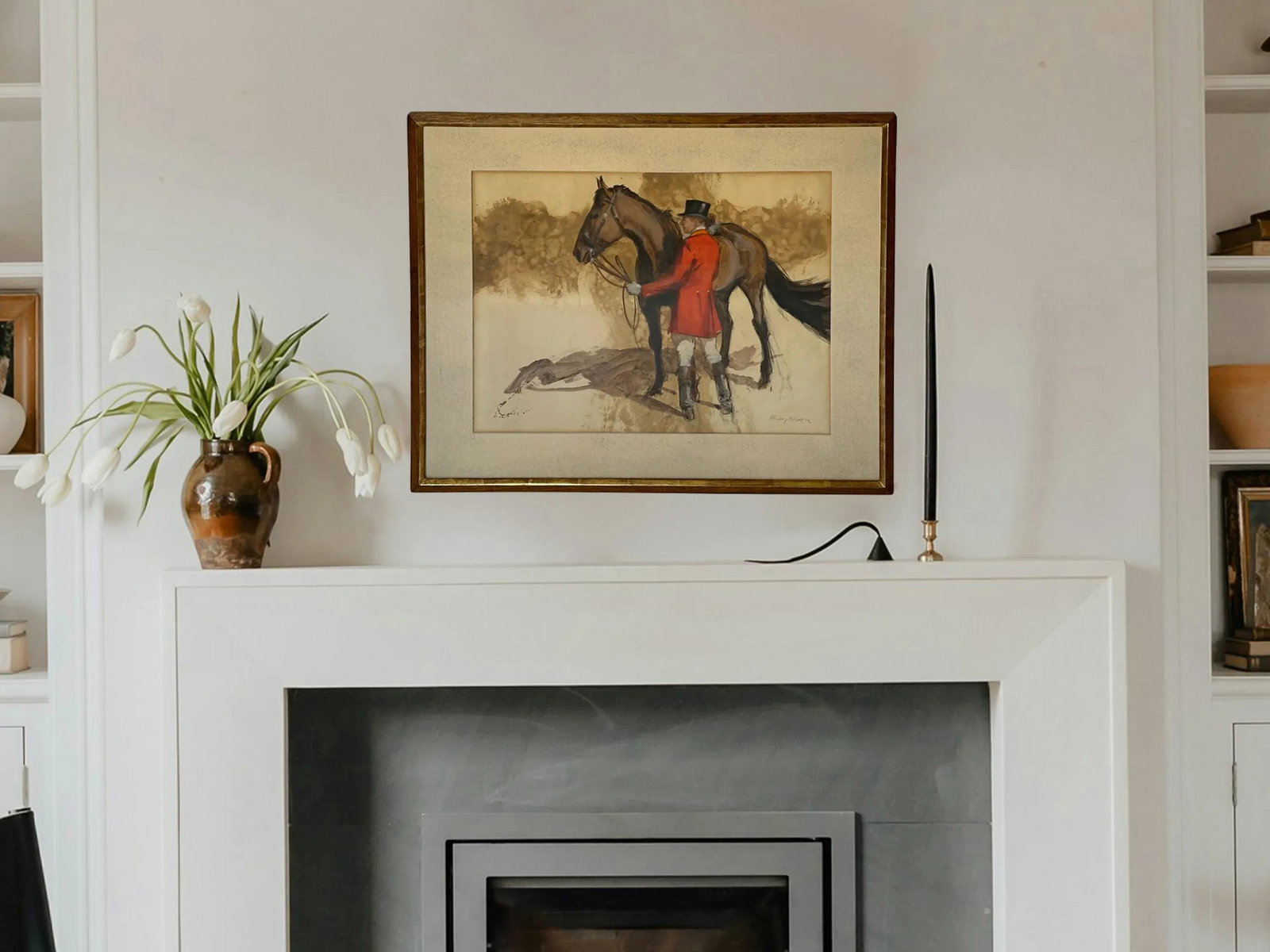 1990s "Study of a Hunter" Vintage Equestrian Watercolor Horse Painting by Henry Koehler - 2