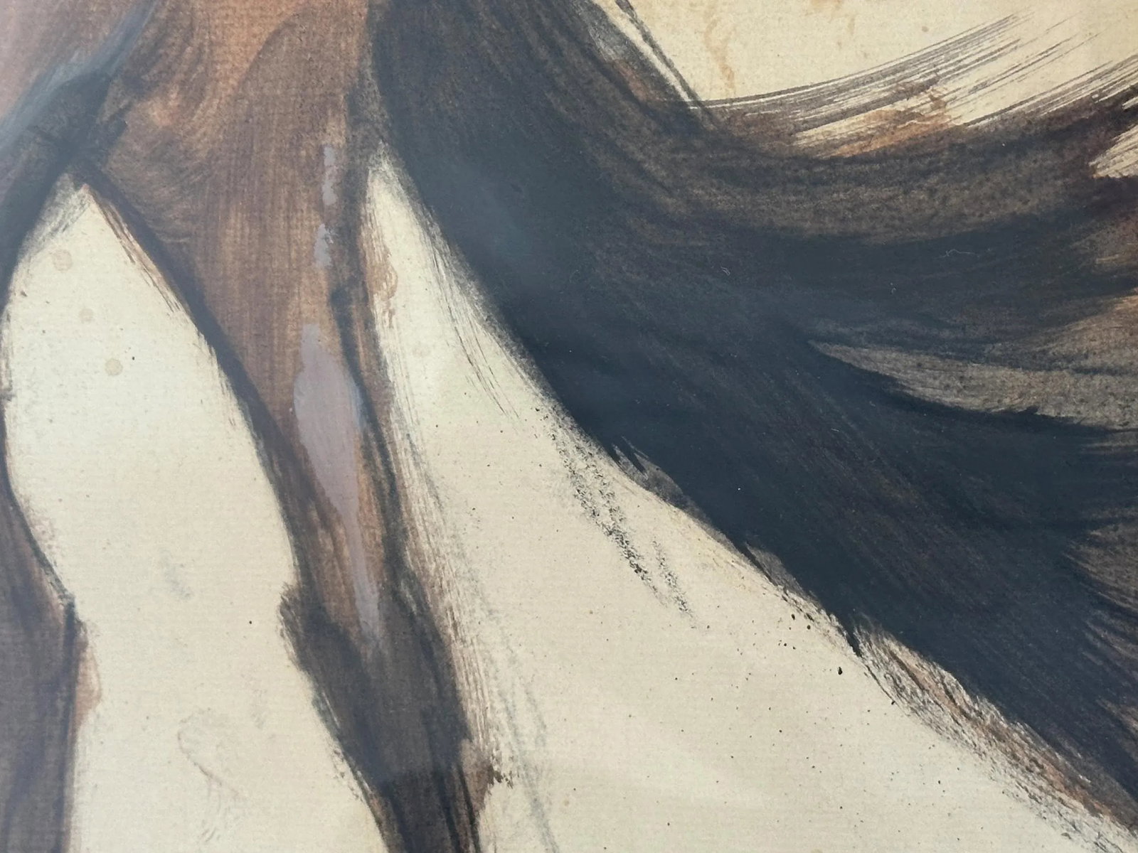 1990s "Study of a Hunter" Vintage Equestrian Watercolor Horse Painting by Henry Koehler - 5