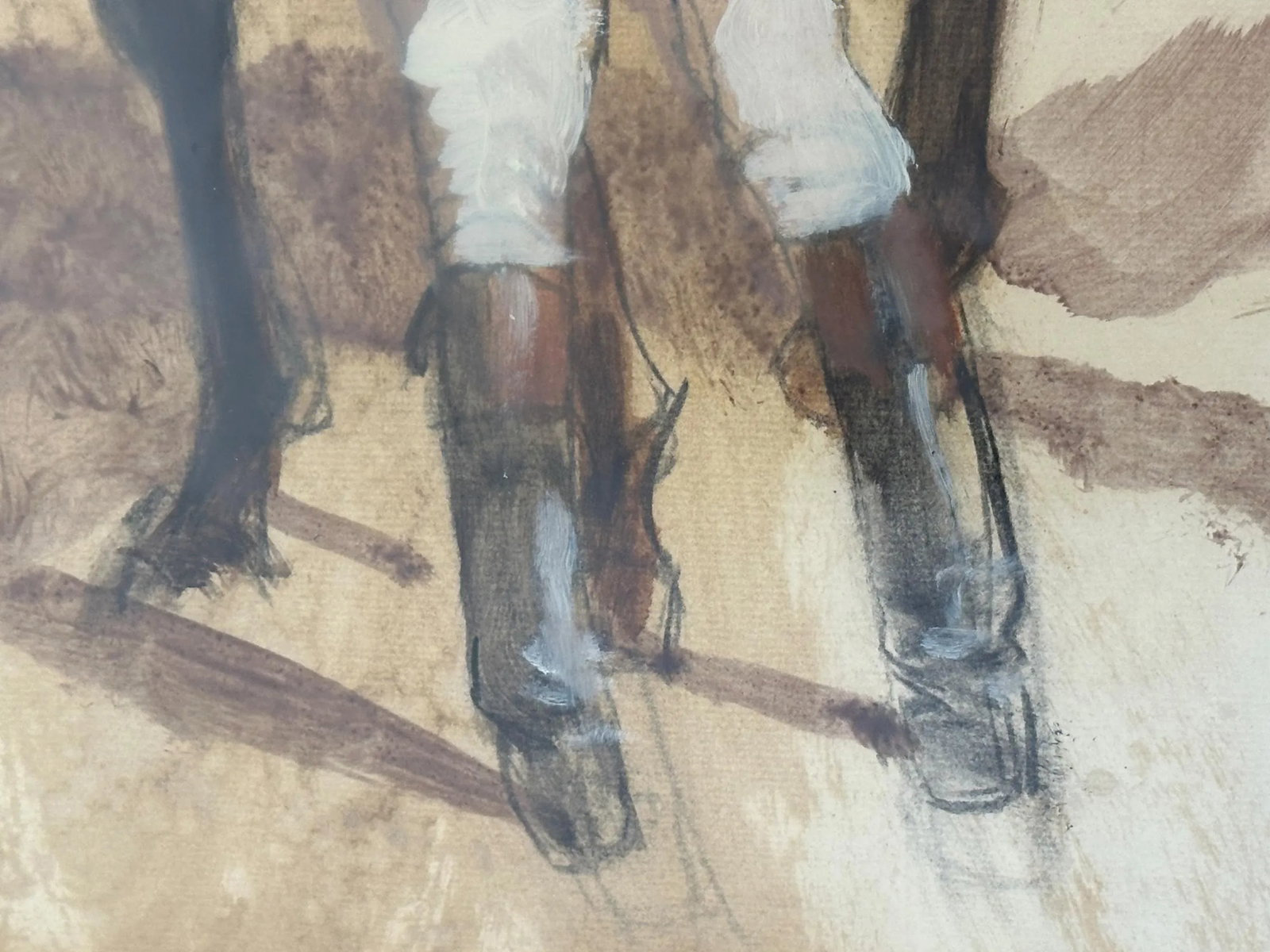 1990s "Study of a Hunter" Vintage Equestrian Watercolor Horse Painting by Henry Koehler - 6