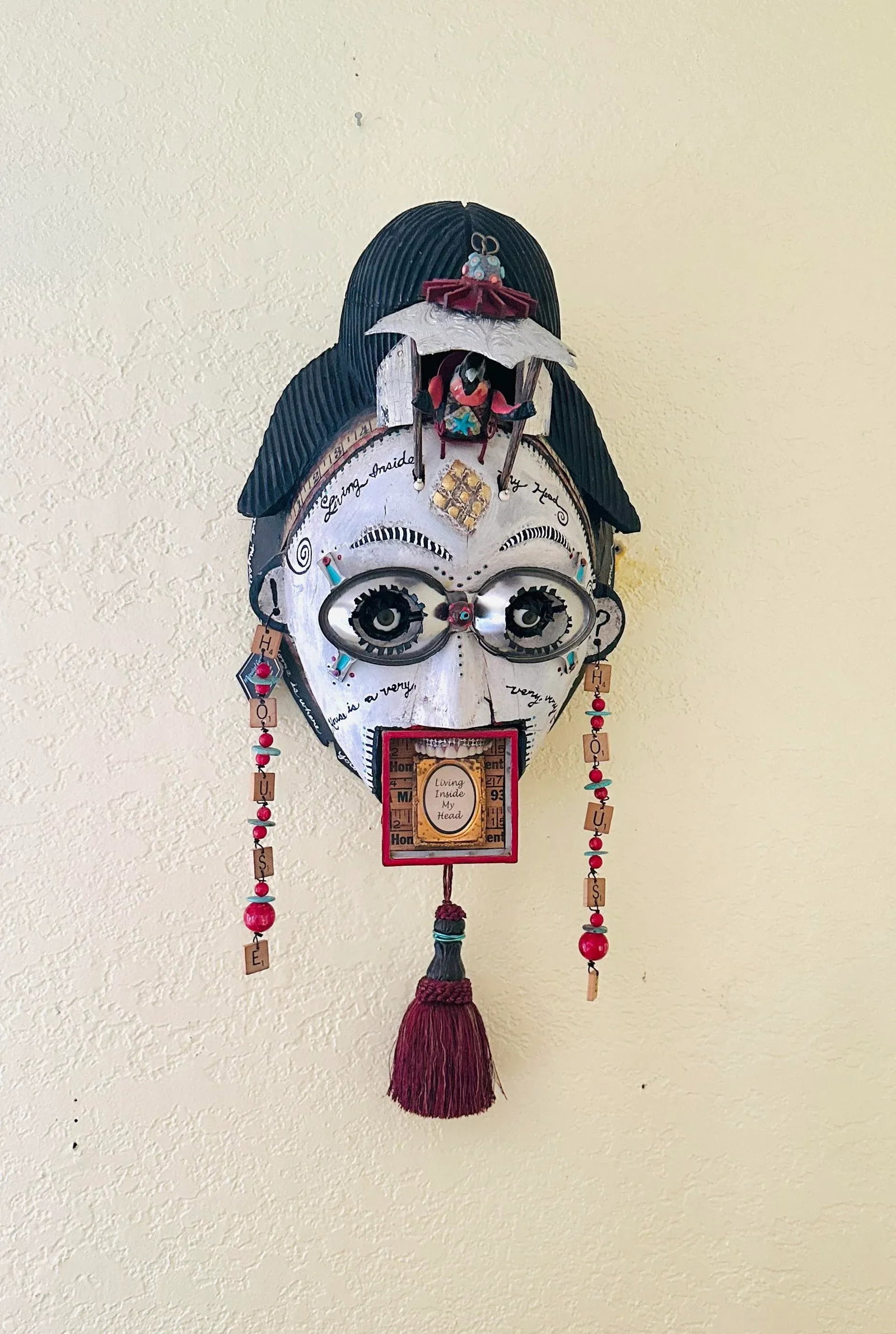 Whimsical Mixed Media Wall Art "Living Inside My Head" by Lauretta Lowell - 12