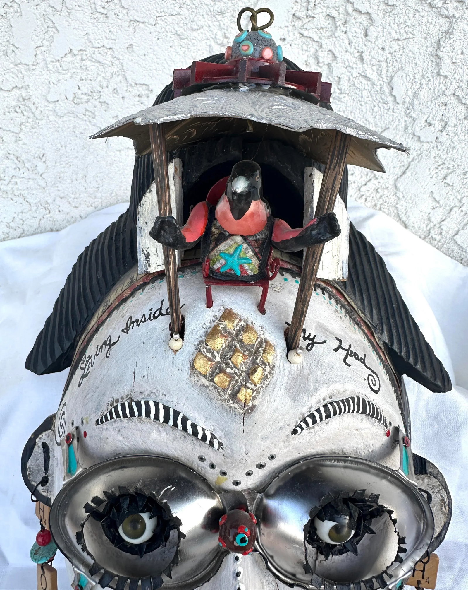 Whimsical Mixed Media Wall Art "Living Inside My Head" by Lauretta Lowell - 4