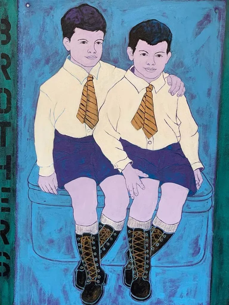 Tie Brothers, Original Acrylic Painting by Marie Straw (1894-1996) - 4