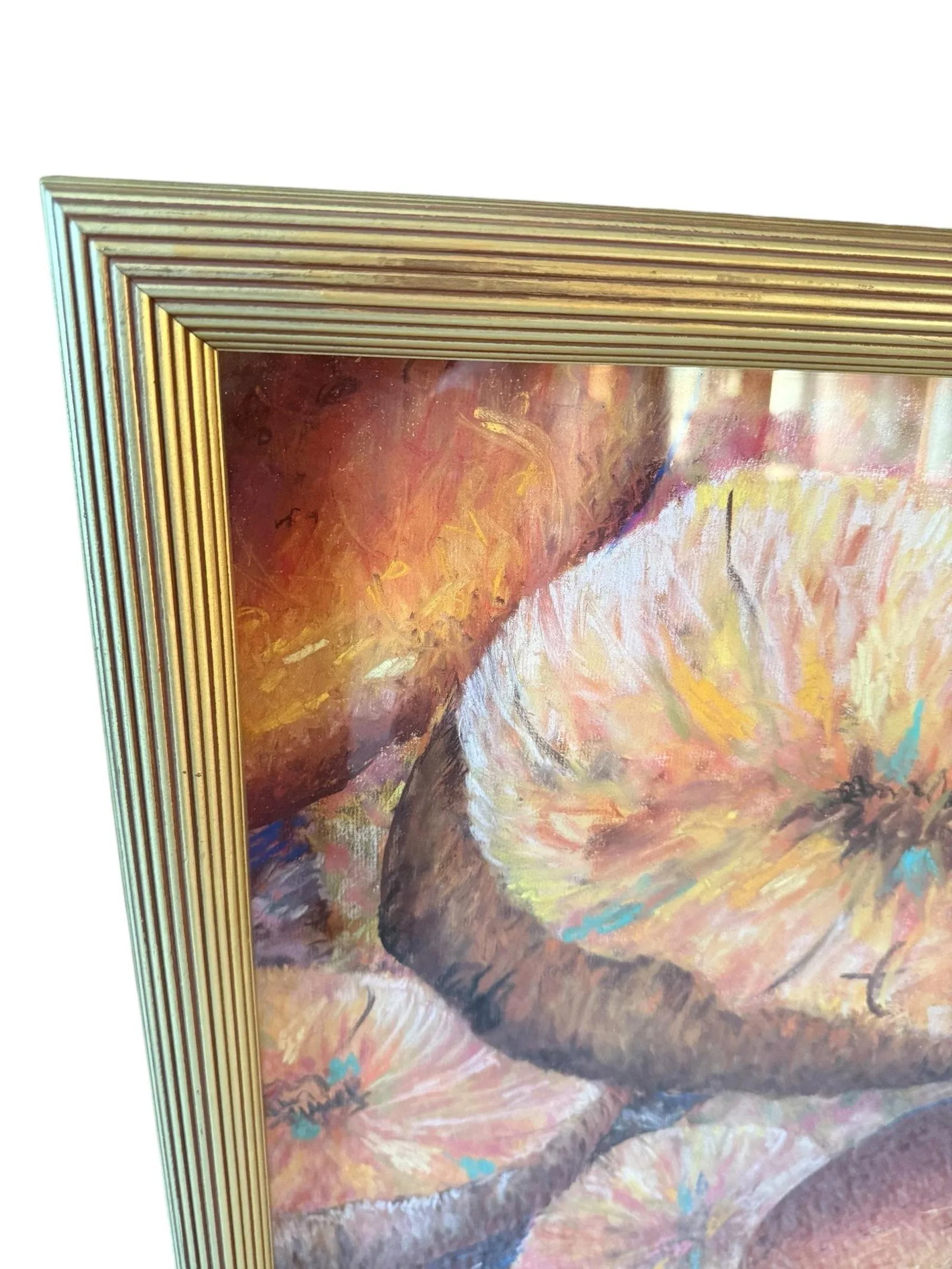 Signed Original Artwork Mushroom Toadstools Giltwood Framed Triptych - 10