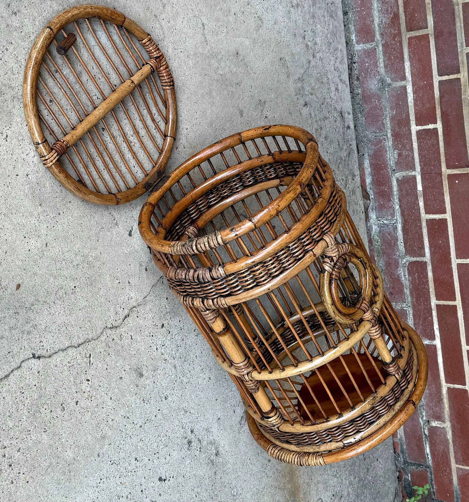 Vintage Bamboo and Rattan Birdcage - 10