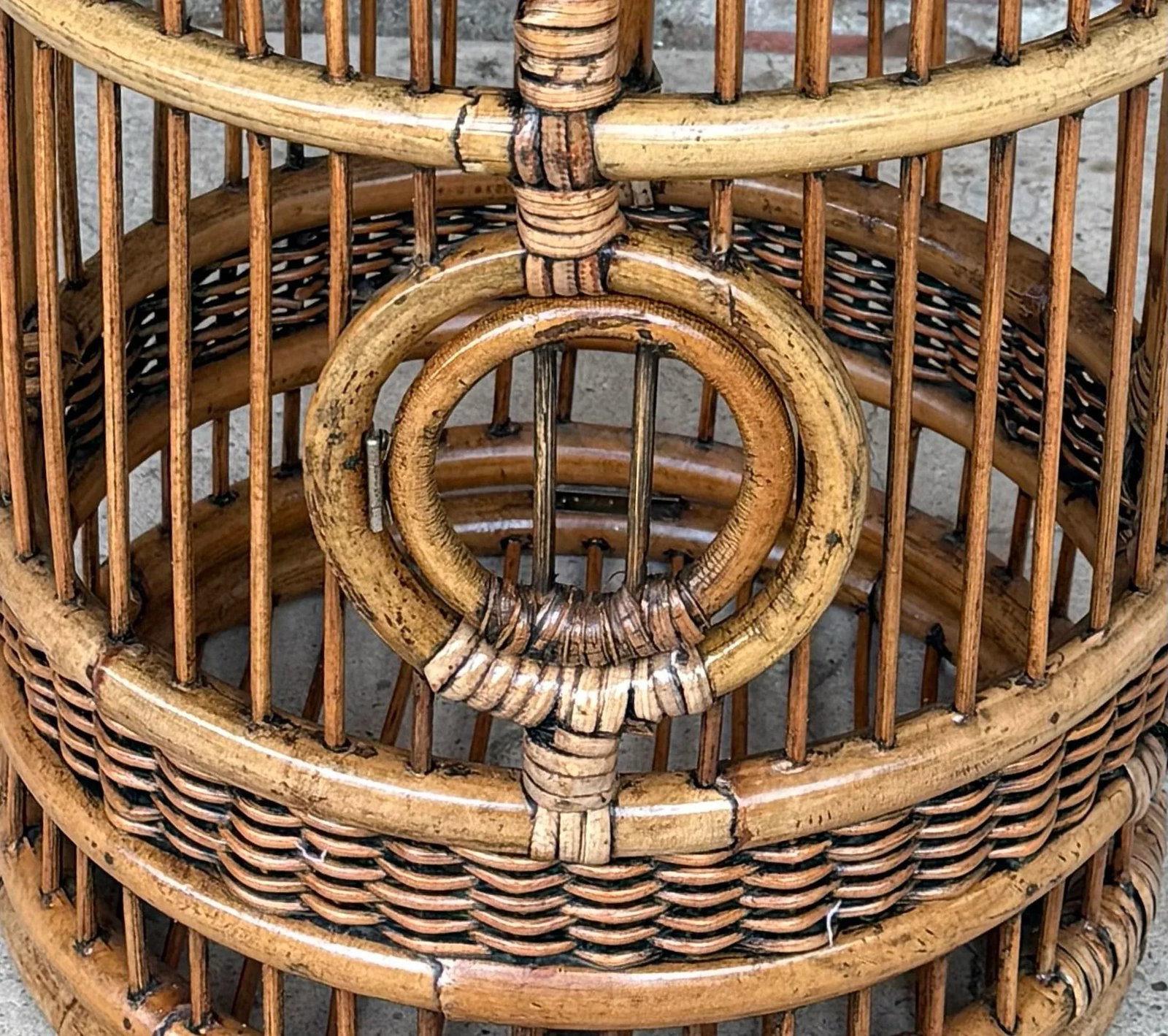Vintage Bamboo and Rattan Birdcage - 4