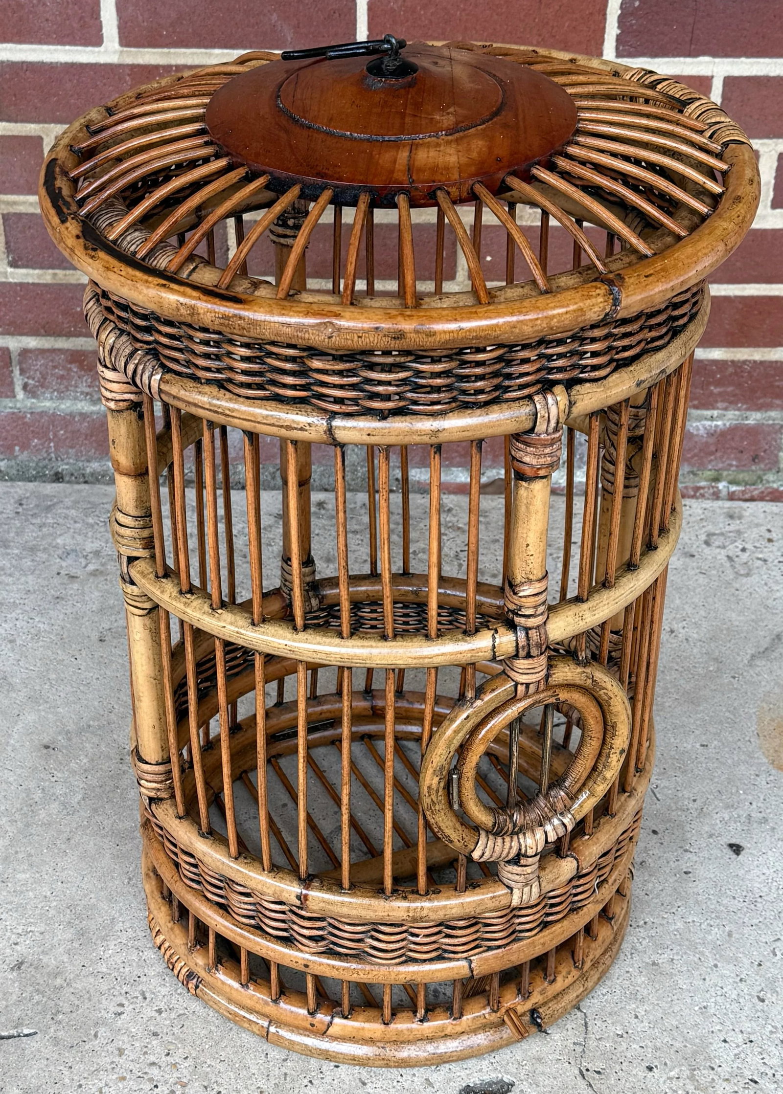 Vintage Bamboo and Rattan Birdcage - 5