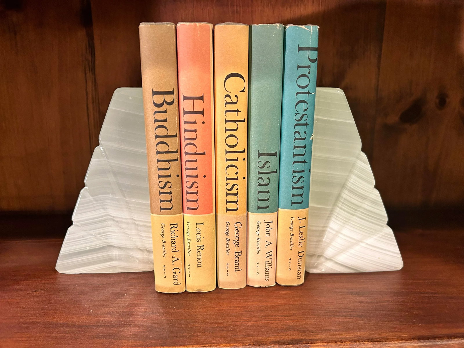 Mid-Century Onyx Marble Bookends Light Green & White With Etched Sunburst Detail- a Pair - 8