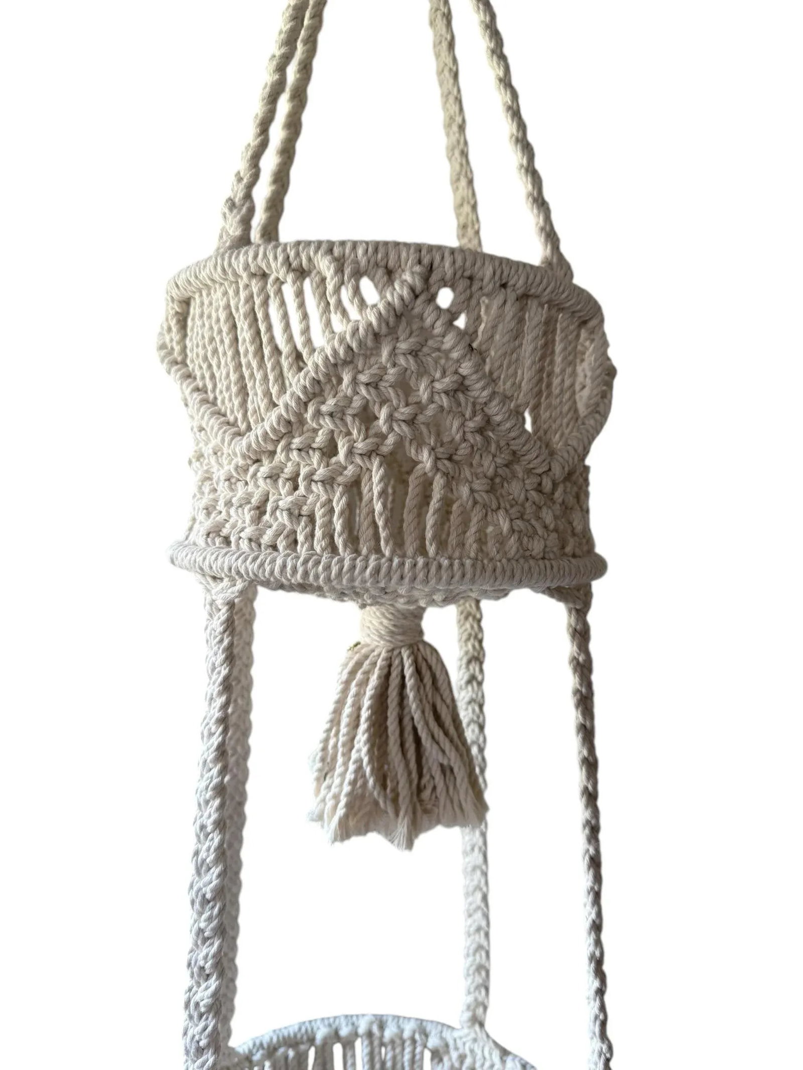 Handwoven Cotton Macrame Tiered Plant Hanger - 4