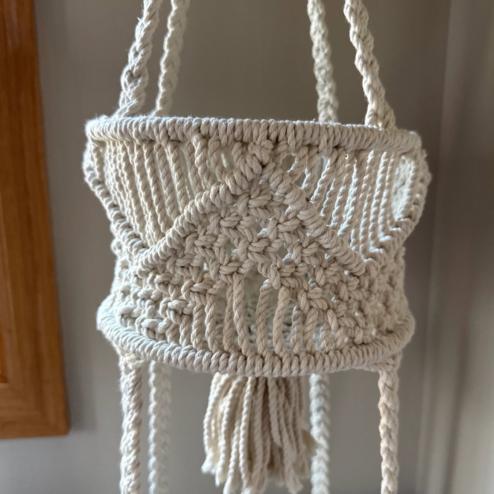 Handwoven Cotton Macrame Tiered Plant Hanger - 7