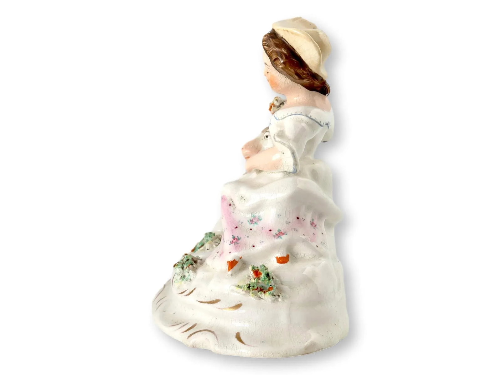 Antique Staffordshire Girl W/Goat, Circa 1850 - 2
