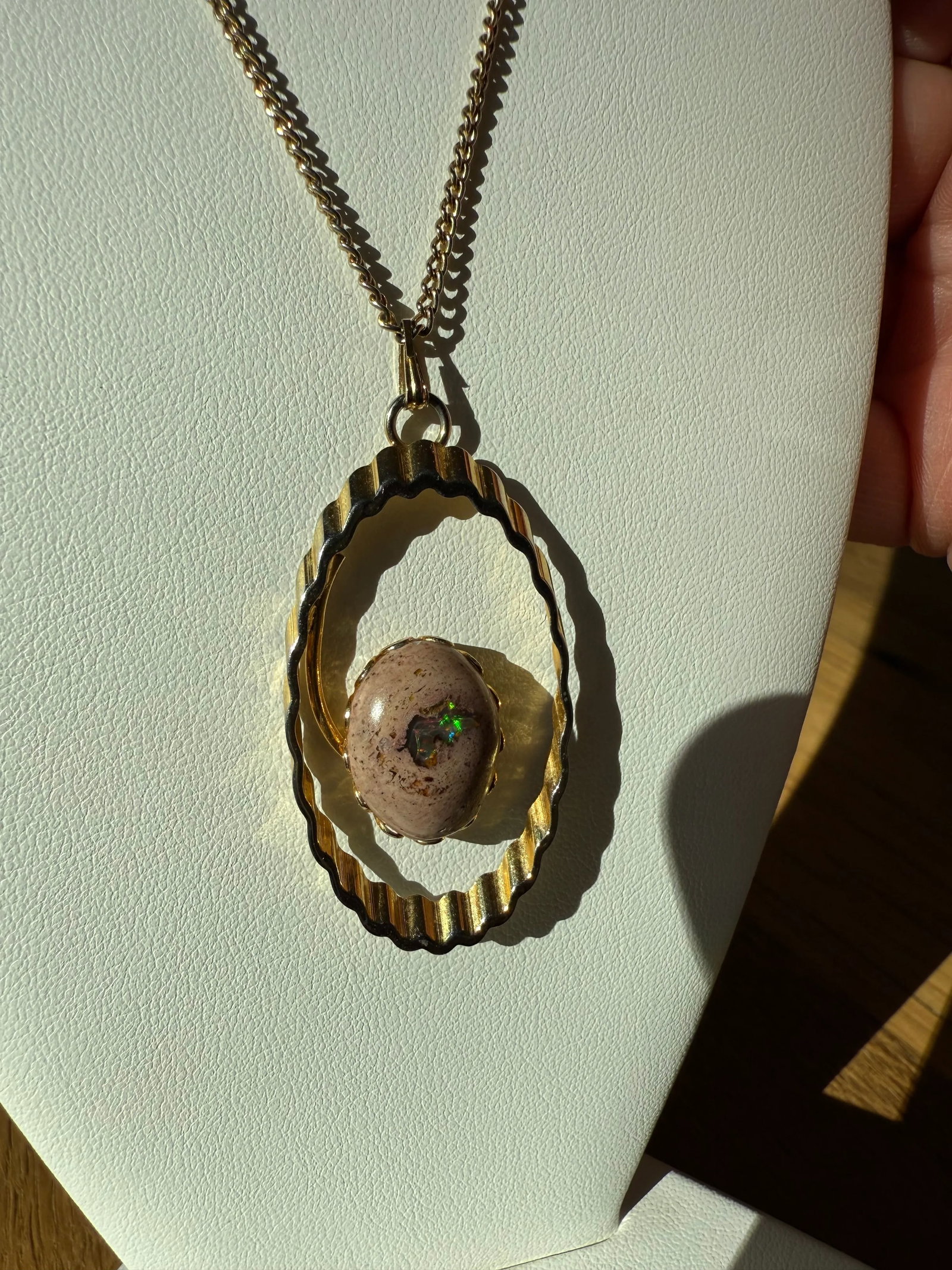 Mid 20th Century Mexican Cantera Fire Opal Pendant Necklace - 5