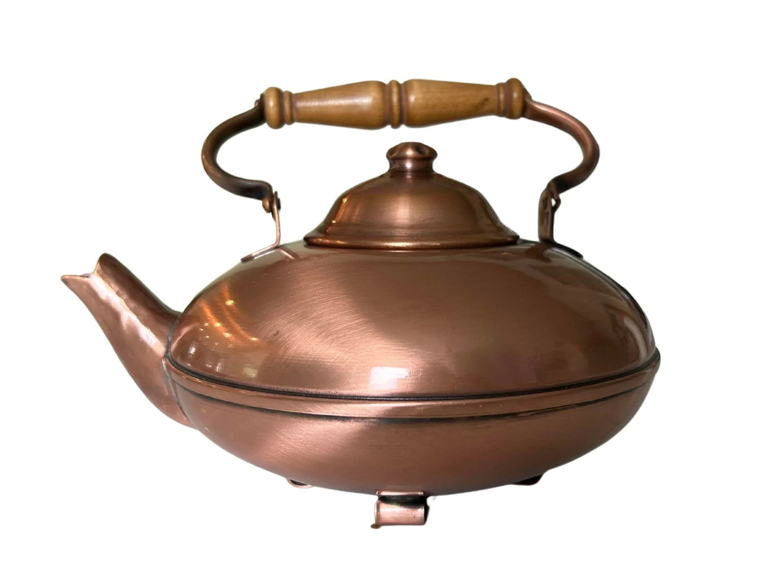 Late 20th Century Copper Tea Pot by Gregorian - Classic Wood Handle - 2