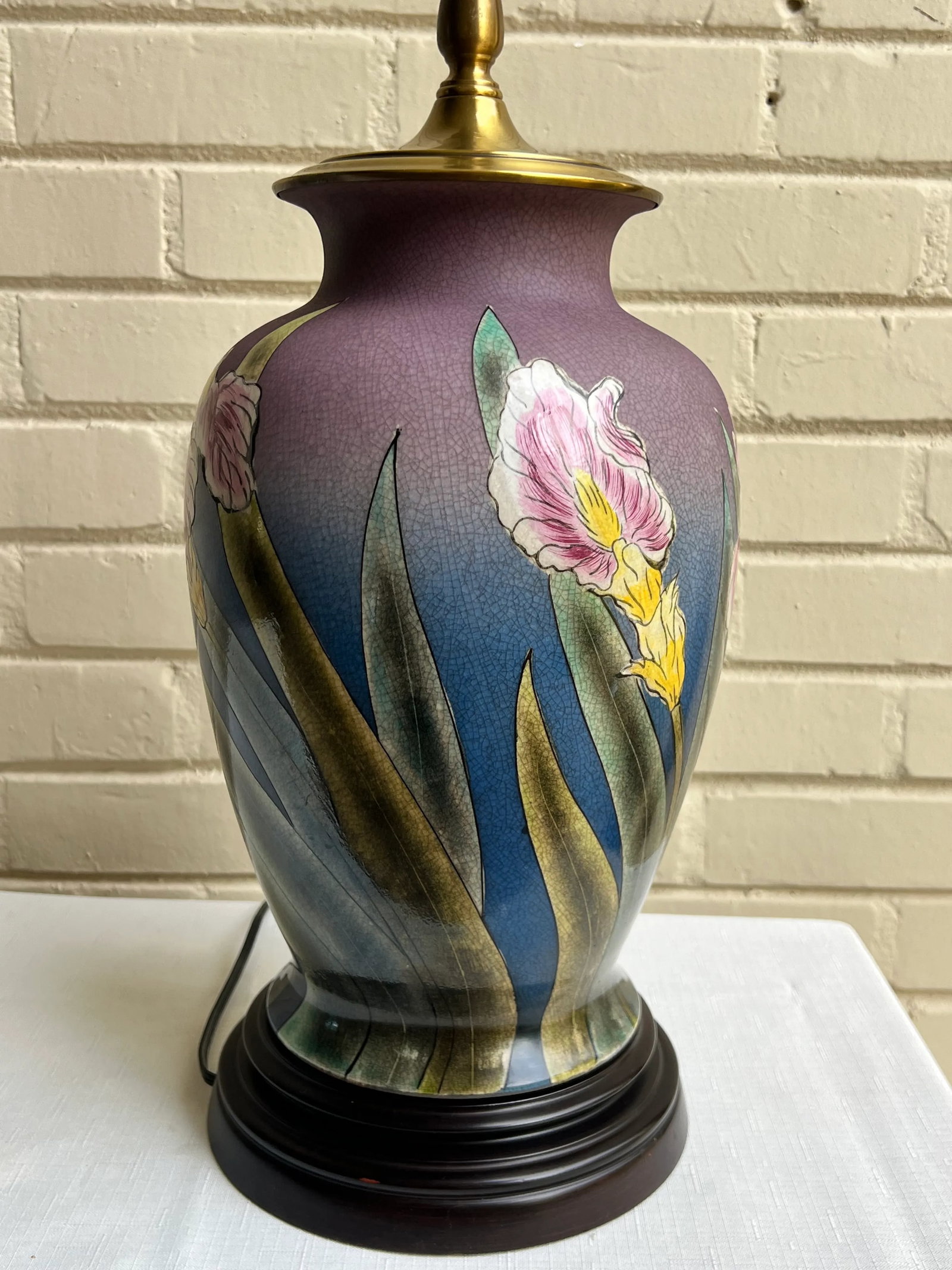 Vintage Chinoiserie Purple Iris Ginger Jar Style Table Lamp by Wildwood - 3