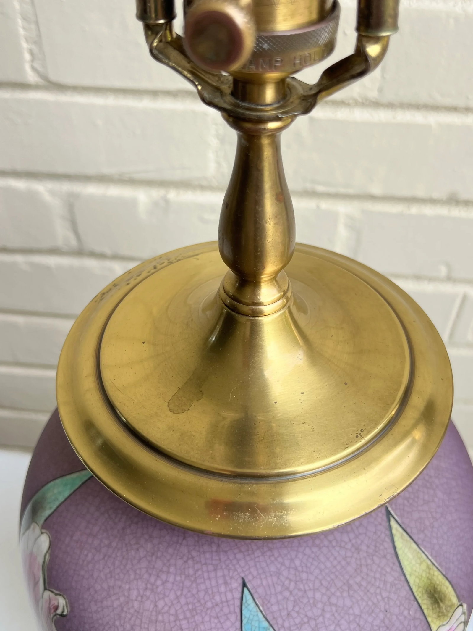 Vintage Chinoiserie Purple Iris Ginger Jar Style Table Lamp by Wildwood - 5