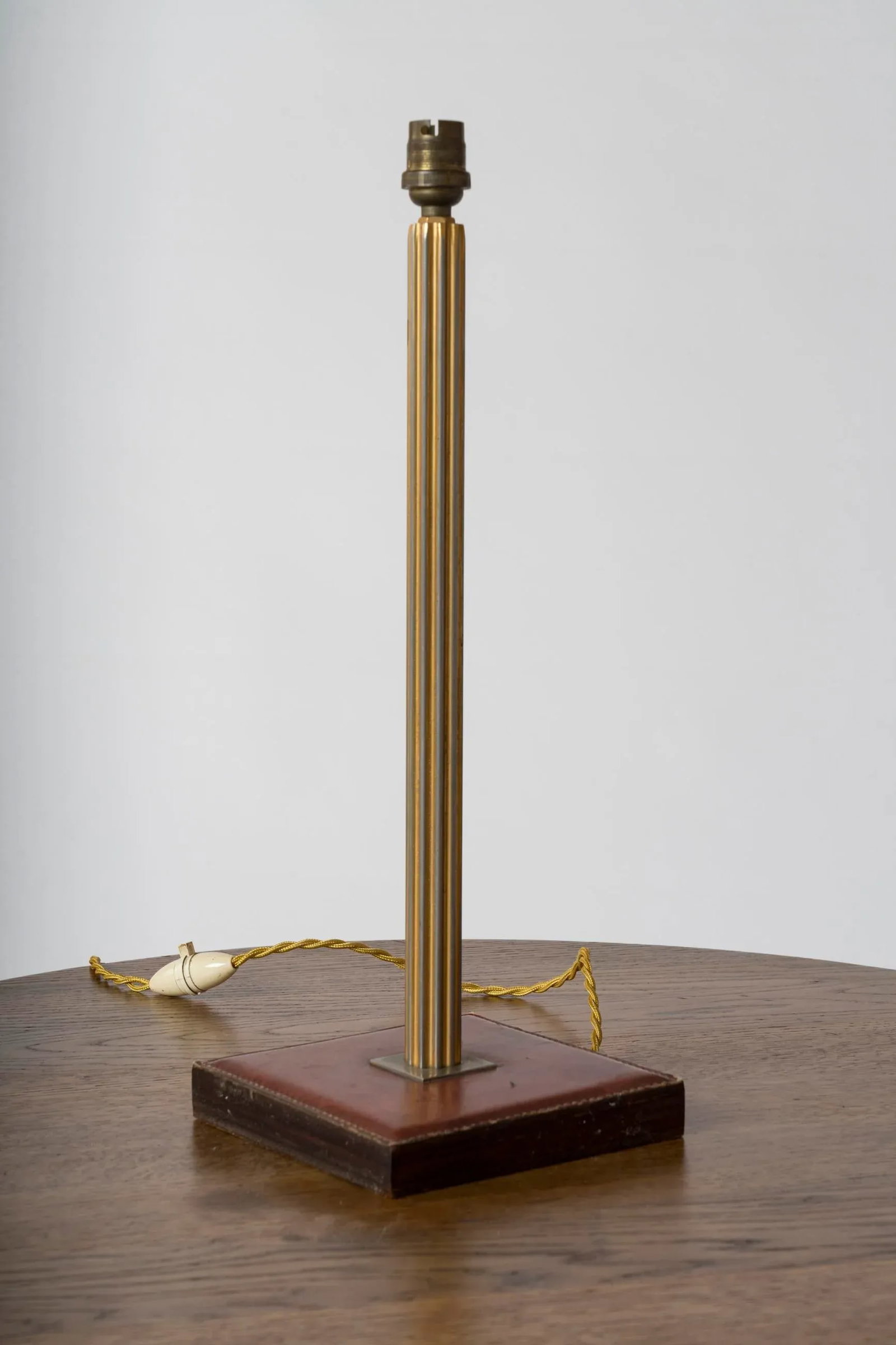 Brass and Leather Table Lamp by Delvaux, Belgium 1960s - 2